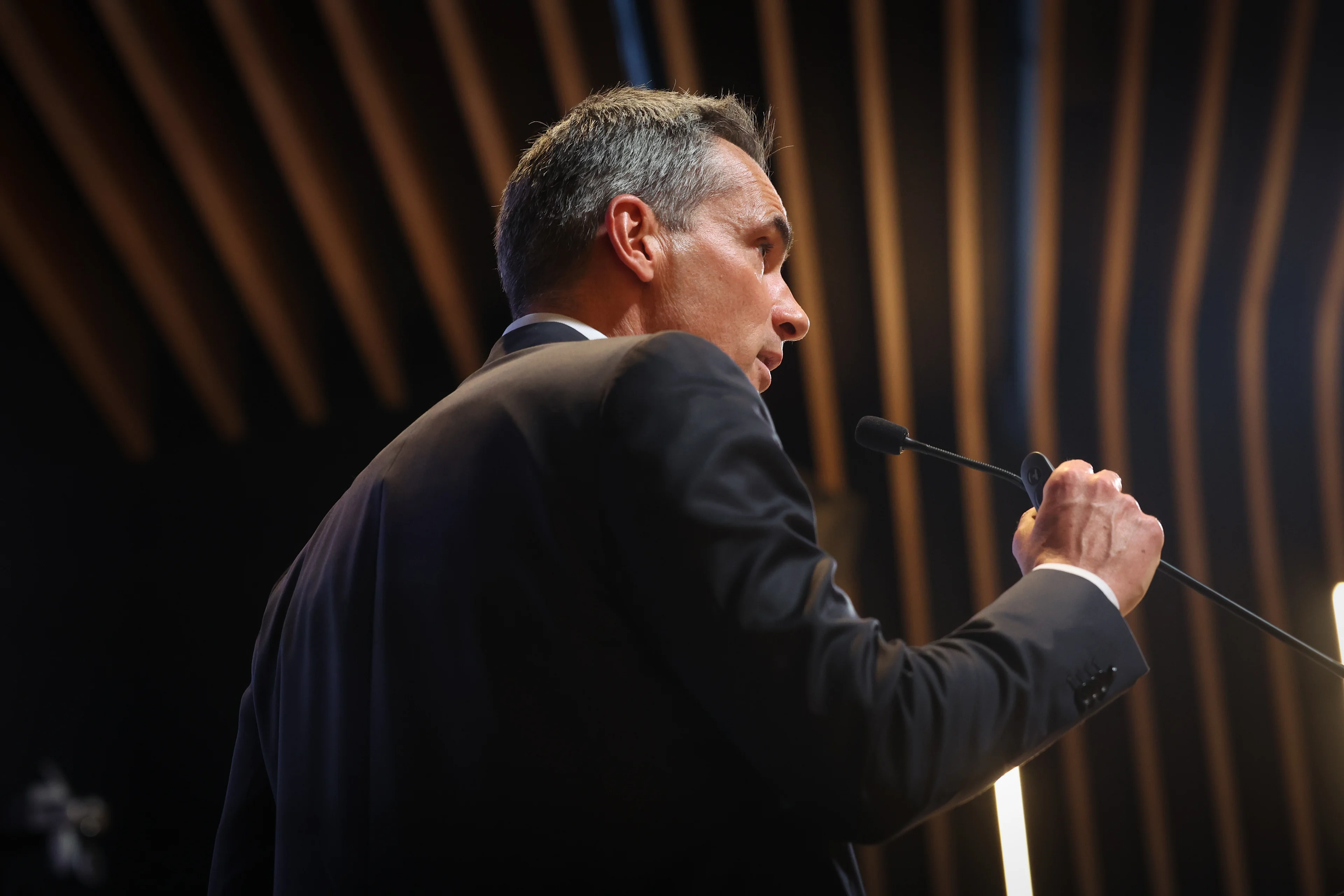 Pro League CEO Lorin Parys pictured during a round table on safety in football, organised by the Pro League and the Royal Belgian Football Association (RBFA), Friday 07 November 2025 in Tubize. BELGA PHOTO VIRGINIE LEFOUR