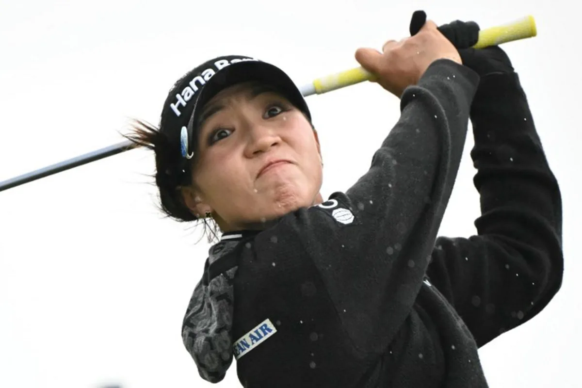 New Zealand's Lydia Ko watches her drive from the 16th tee on day four of the 2024 Women's British Open Golf Championship, on the Old Course at St Andrews, in St Andrews, Scotland, on August 25, 2024.  ANDY BUCHANAN / AFP