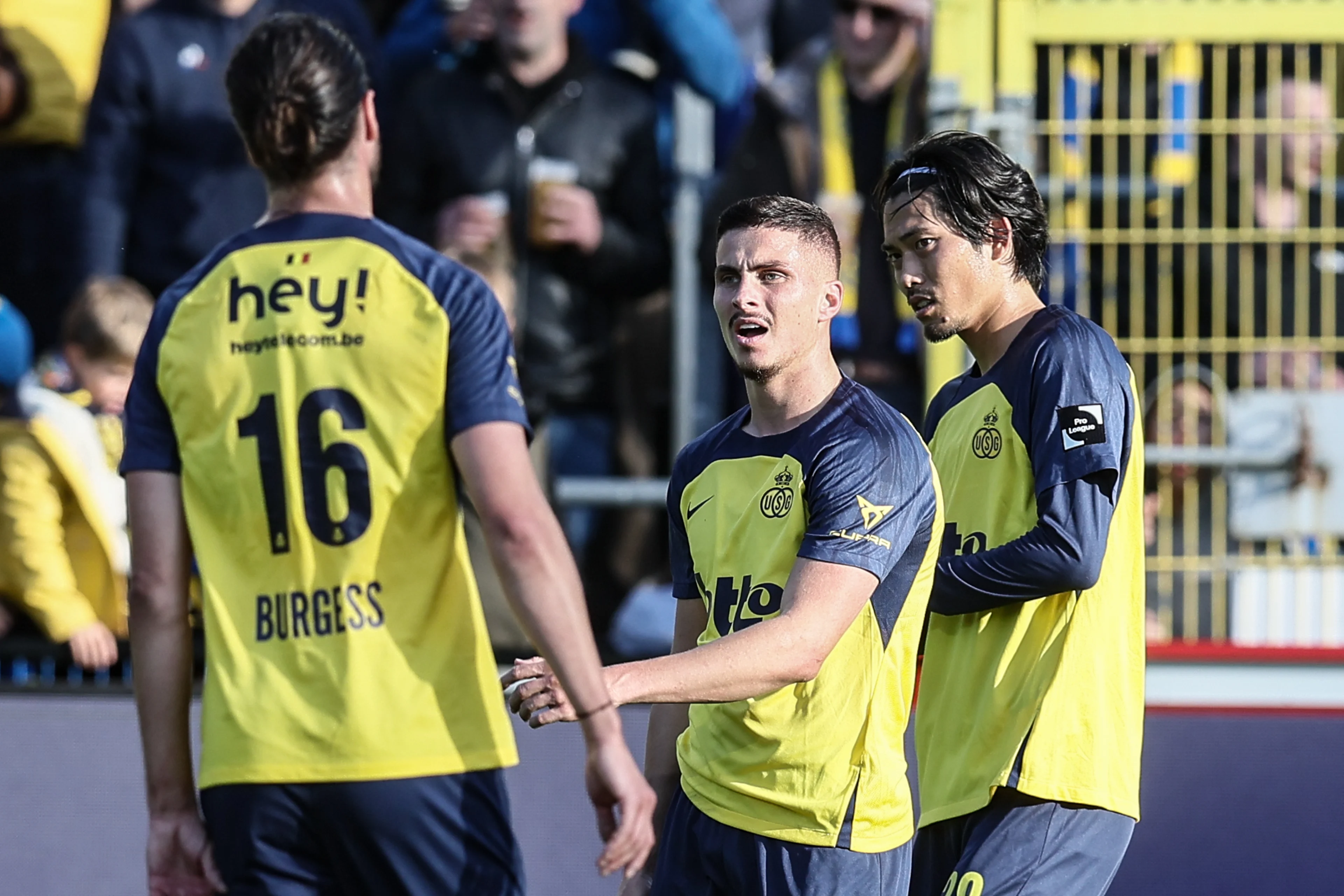 Union's Franjo Ivanovic celebrates after scoring during a soccer match between Royale Union Saint-Gilloise and KV Kortrijk, Sunday 29 September 2024 in Brussels, on day 9 of the 2024-2025 season of the 'Jupiler Pro League' first division of the Belgian championship. BELGA PHOTO BRUNO FAHY