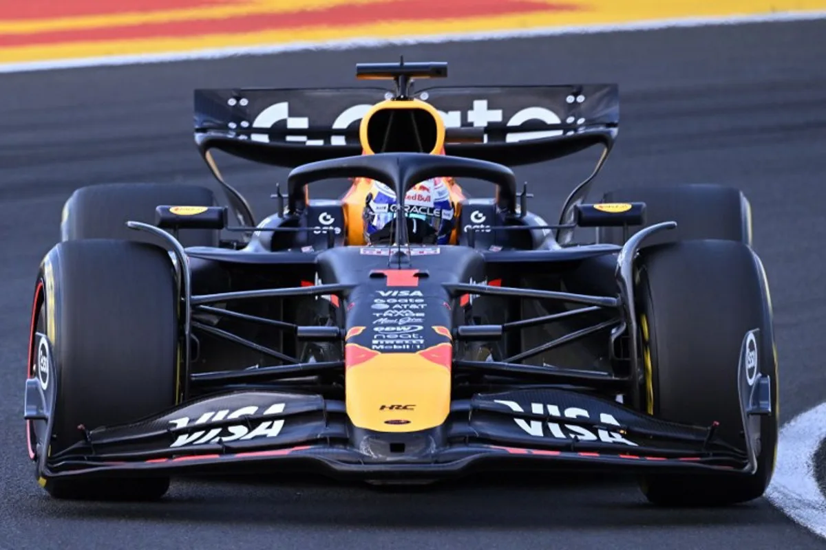 Red Bull's Dutch driver Max Verstappen drives during the second practice session at the Hungaroring race track near Budapest, Hungary, on August 1, 2025, ahead of the Formula One Hungarian Grand Prix.  ATTILA KISBENEDEK / AFP