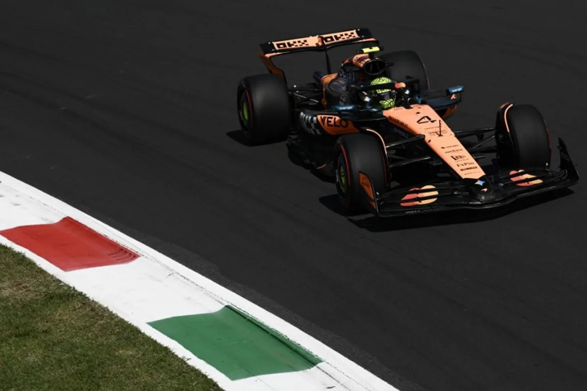 McLaren's British driver Lando Norris races during the first practice session ahead of the Italian Formula One Grand Prix at the Autodromo Nazionale Monza circuit, in Monza, northern Italy, on September 5, 2025. Philippe Lopez / AFP