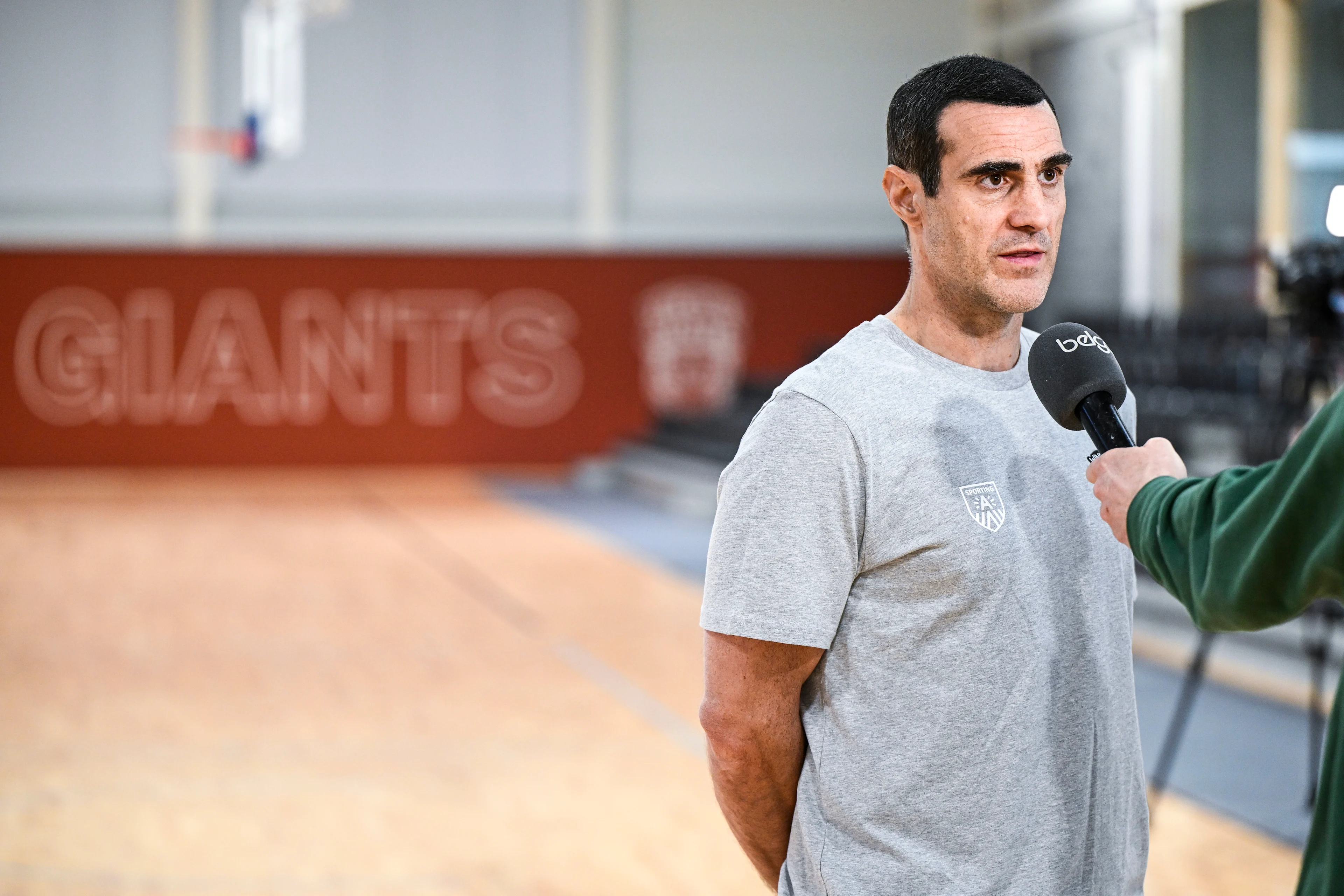 Antwerp's new head coach Roel Moors pictured after a press conference of Antwerp Giants to present their new coach, Wednesday 19 February 2025 in Antwerp. Anwerp plays in the BNXT League' first division basket championship. BELGA PHOTO TOM GOYVAERTS