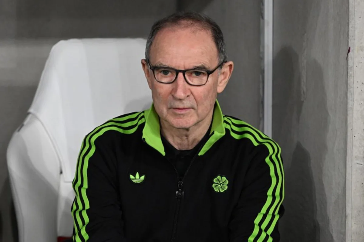 Celtic's Northern Ireland coach Martin O'Neill looks on prior to the start of the UEFA Europa League knockout round playoff second leg football match VfB Stuttgart v Celtic in Stuttgart, southern Germany, on February 26, 2026.   THOMAS KIENZLE / AFP