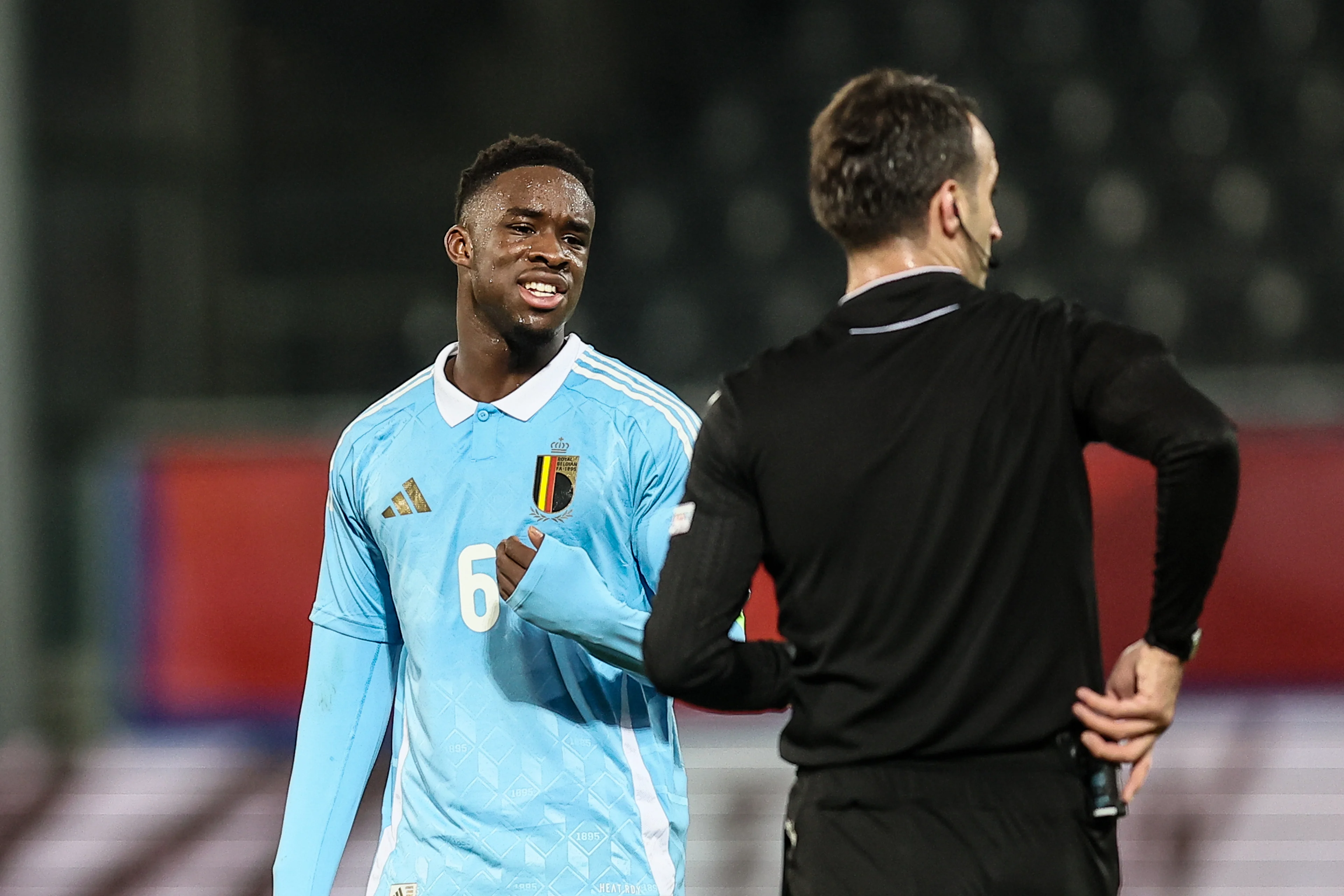 Belgium's Mandela Keita pictured during a soccer game between the U21 youth team of the Belgian national team Red Devils and the U21 of Czechia, in Heverlee, Leuven, on Friday 15 November 2024, the first leg of the play-offs for the 2025 UEFA European Under21 Championship. BELGA PHOTO BRUNO FAHY