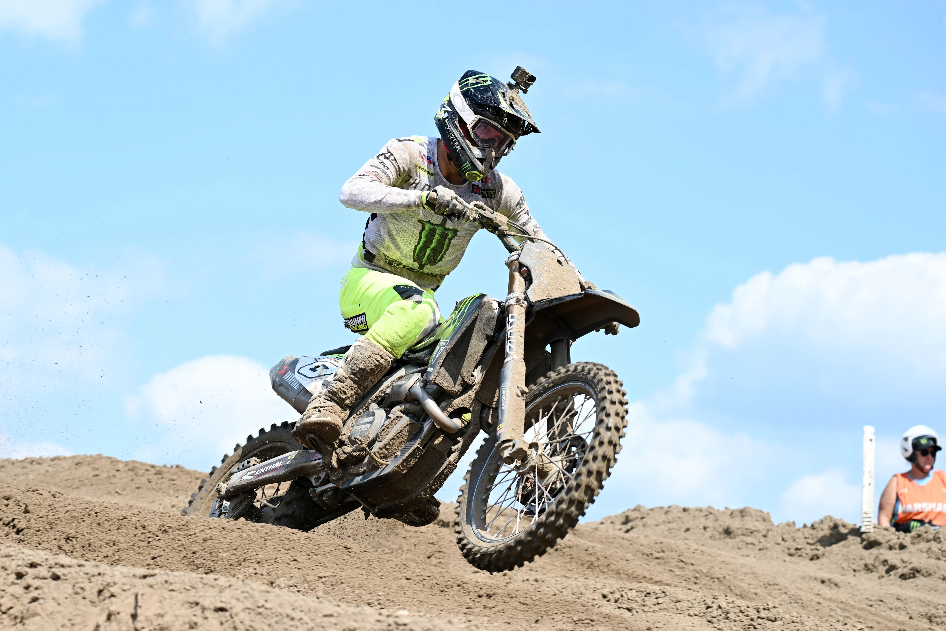 South African Camden Mc Lellan pictured in action during the MX2 race at the motocross MXGP Grand Prix Flanders event, race 14/20 of the FIM Motocross World Championship, Sunday 28 July 2024 in Lommel. BELGA PHOTO MAARTEN STRAETEMANS