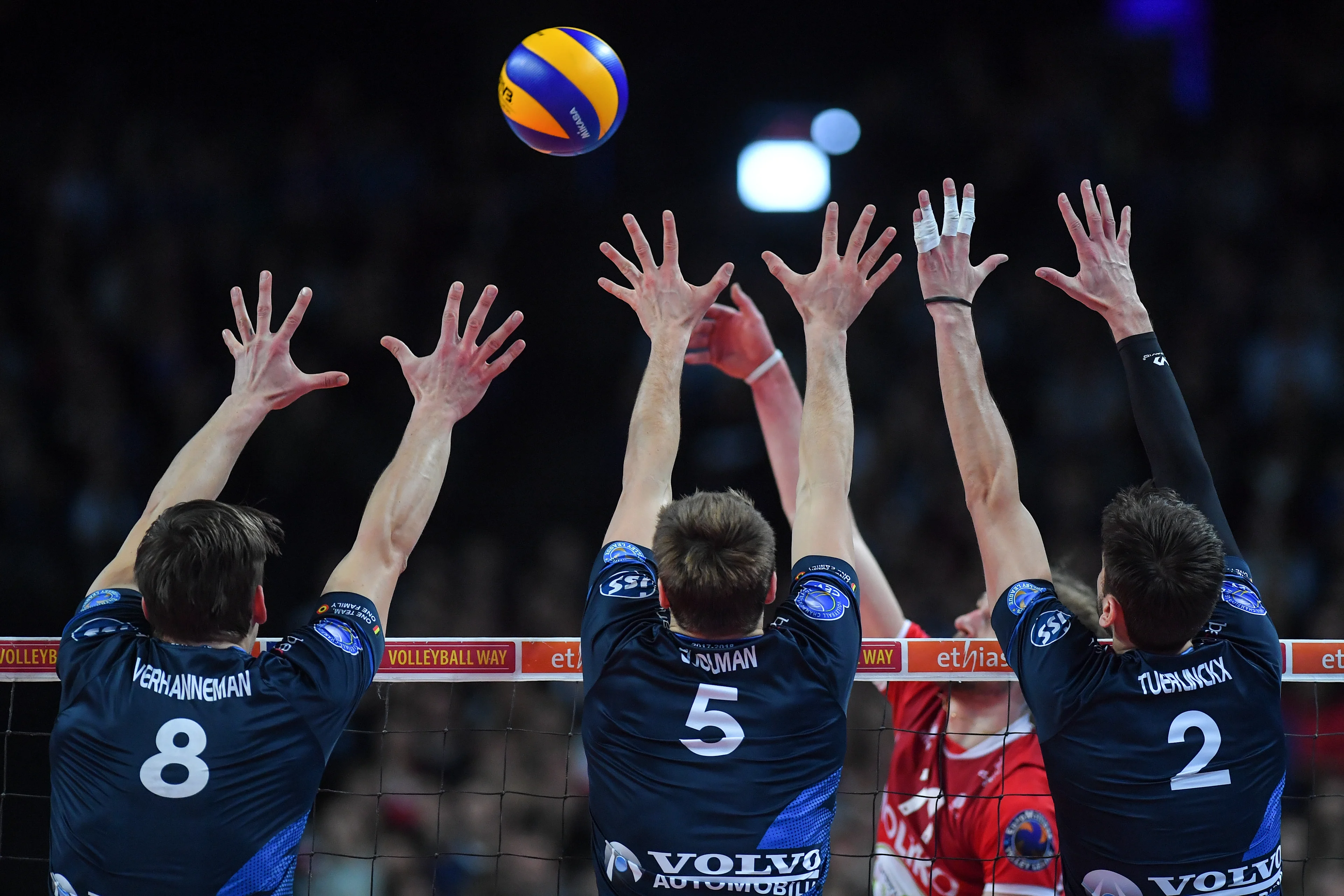 Illustration picture taken during the match between Maaseik and Roeselare, the final match in the men Belgian volleyball cup competition, Sunday 18 February 2018 in Merksem. BELGA PHOTO LUC CLAESSEN