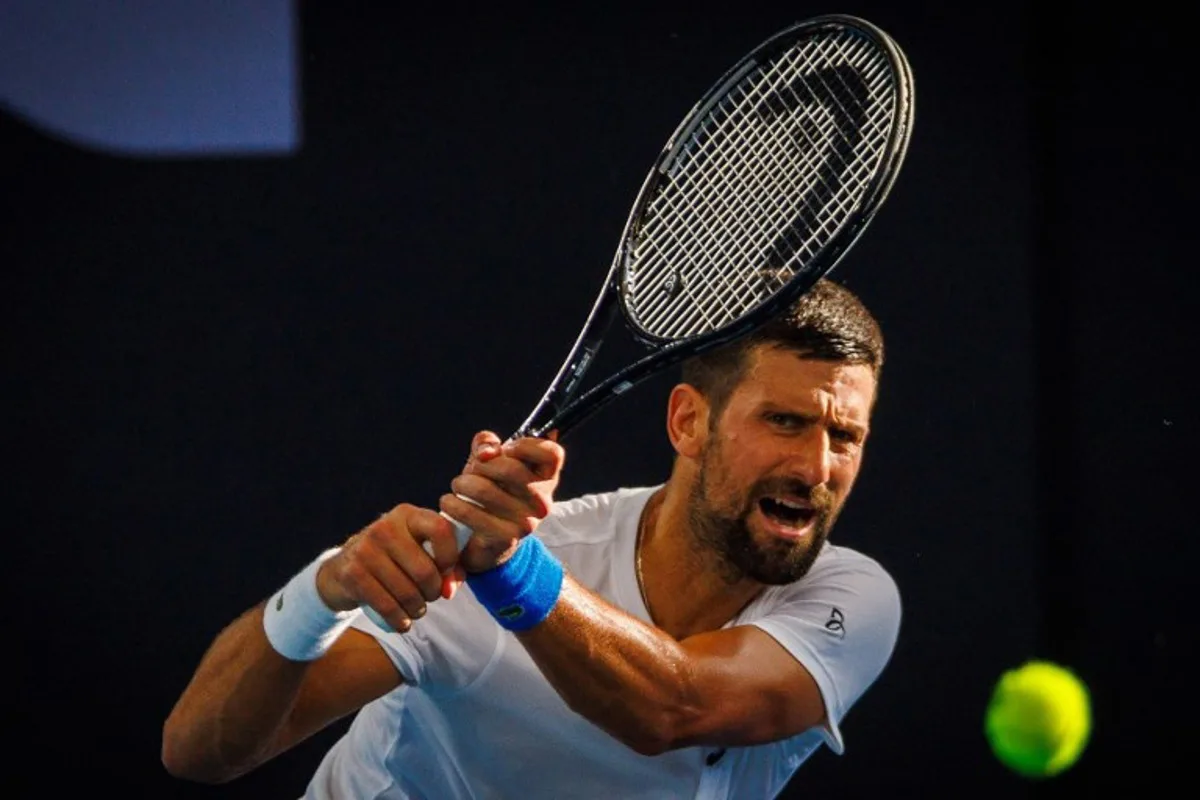 Serbian Novak Djokovic attends a training session before the Brisbane International tennis tournament in Brisbane on December 28, 2024.   Patrick HAMILTON / AFP