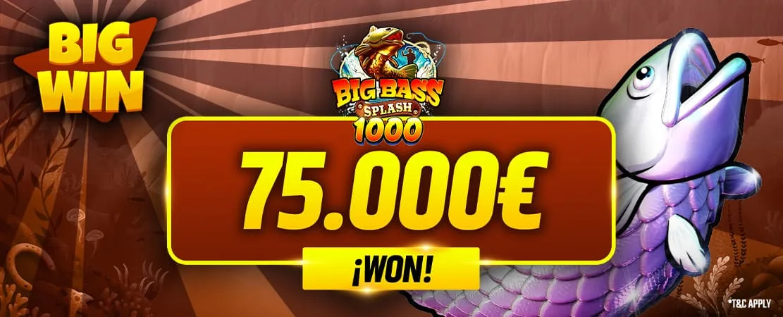 De 6 € a 75.000 €: una gran victoria en Big Bass Splash 1000