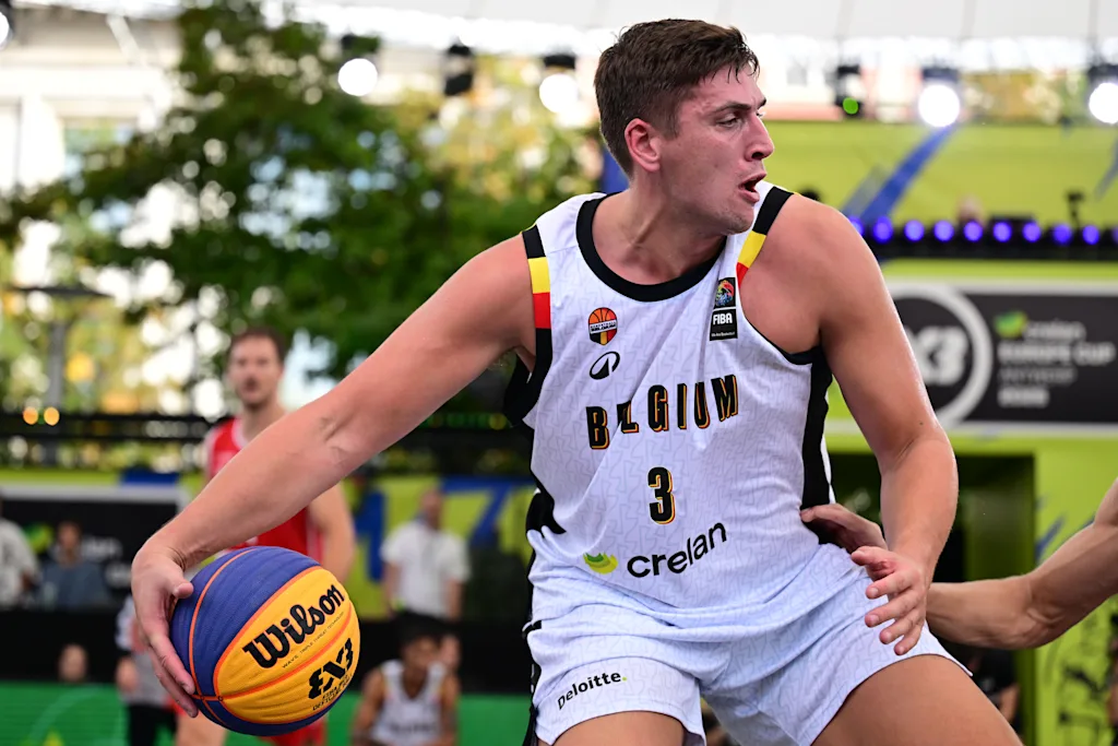 Jonas Foerts a 3x3 basketball game between Belgium and Switzerland, a qualifying game in Pool A at the men's FIBA 3x3 Europe Cup, on Saturday 12 September 2026 in Antwerp. BELGA PHOTO DIRK WAEM