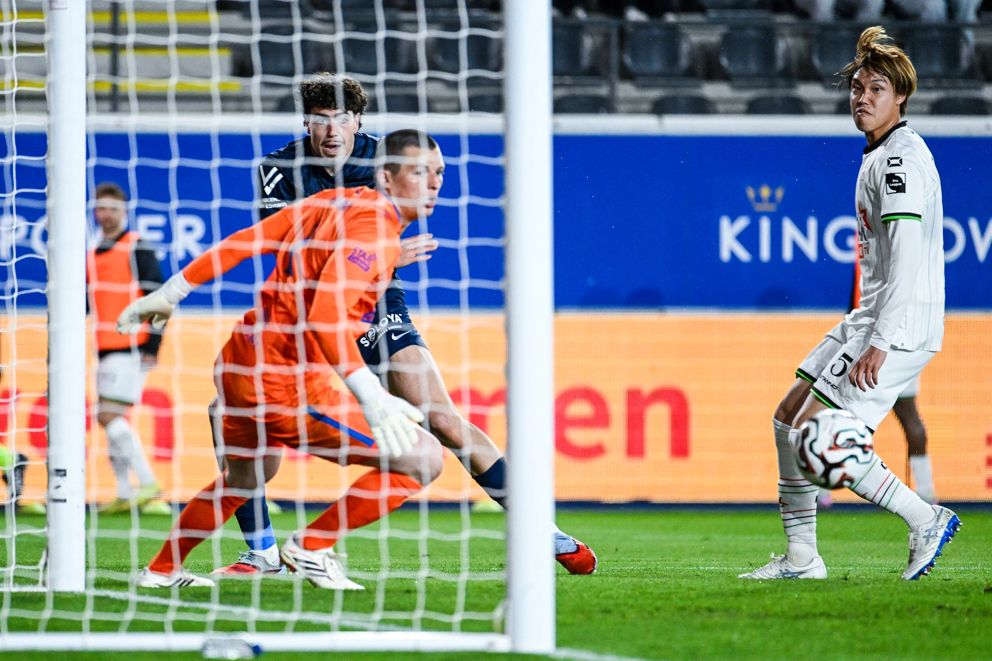Westerlo's Nacho Ferri scores a goal during a soccer match between Oud-Heverlee Leuven and KVC Westerlo, Tuesday 21 April 2026 in Leuven, on the fourth day of the Europe Play-offs (PO2) of the 2025-2026 'Jupiler Pro League' first division of the Belgian championship. BELGA PHOTO TOM GOYVAERTS
