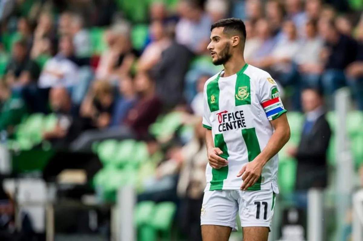 FC Groningen's Moroccan forward and captain Mohamed El Hankouri looks on during the Dutch Eredivisie match between FC Groningen and SC Heerenveen at The Euroborg Stadium in Groningen on September 12, 2021. Cor Lasker / ANP / AFP Netherlands OUT