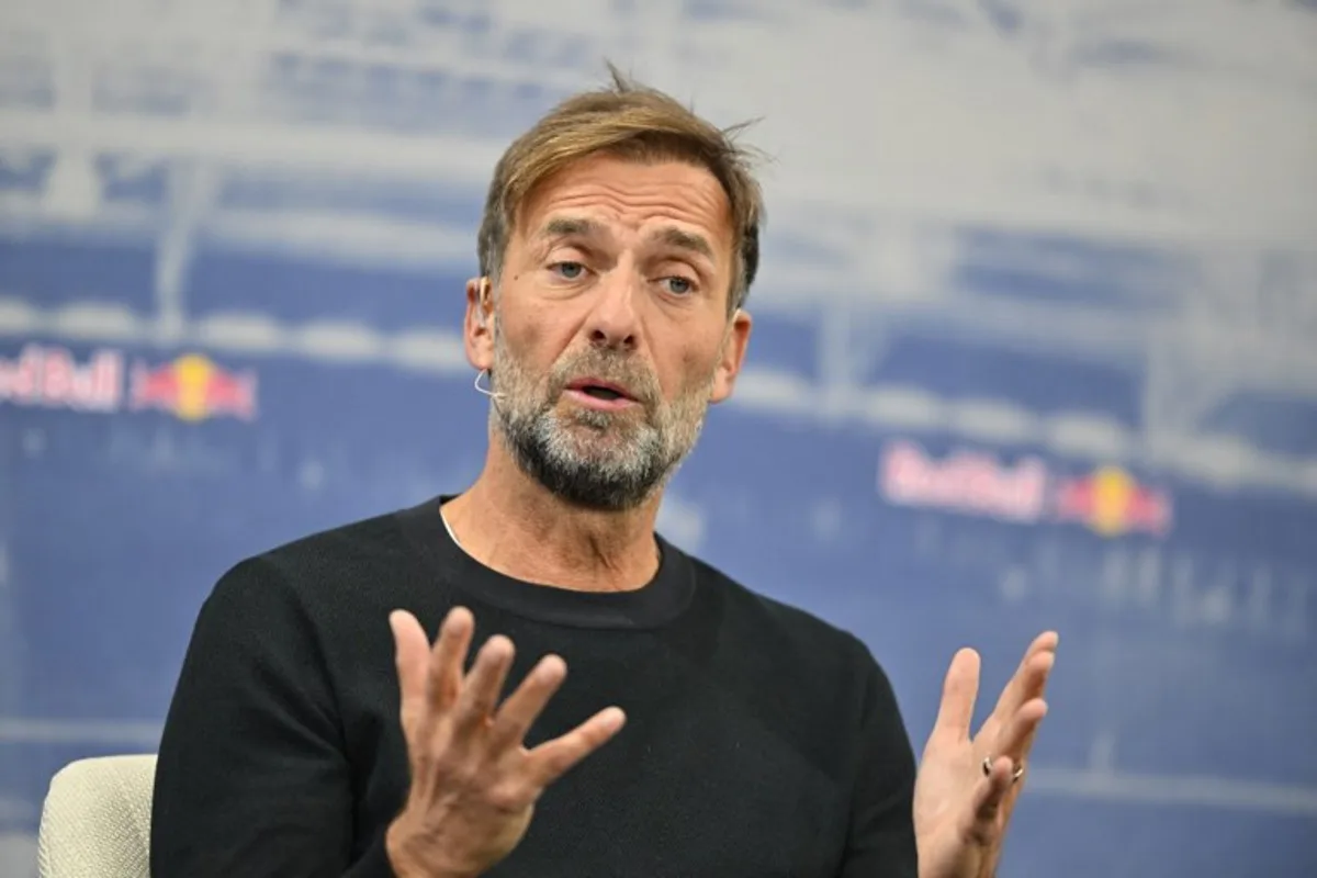 Jurgen Klopp, Red Bull's new "Global Head of Soccer" is interviewed at a press presentation in Salzburg, Austria on January 14, 2025.  KERSTIN JOENSSON / AFP