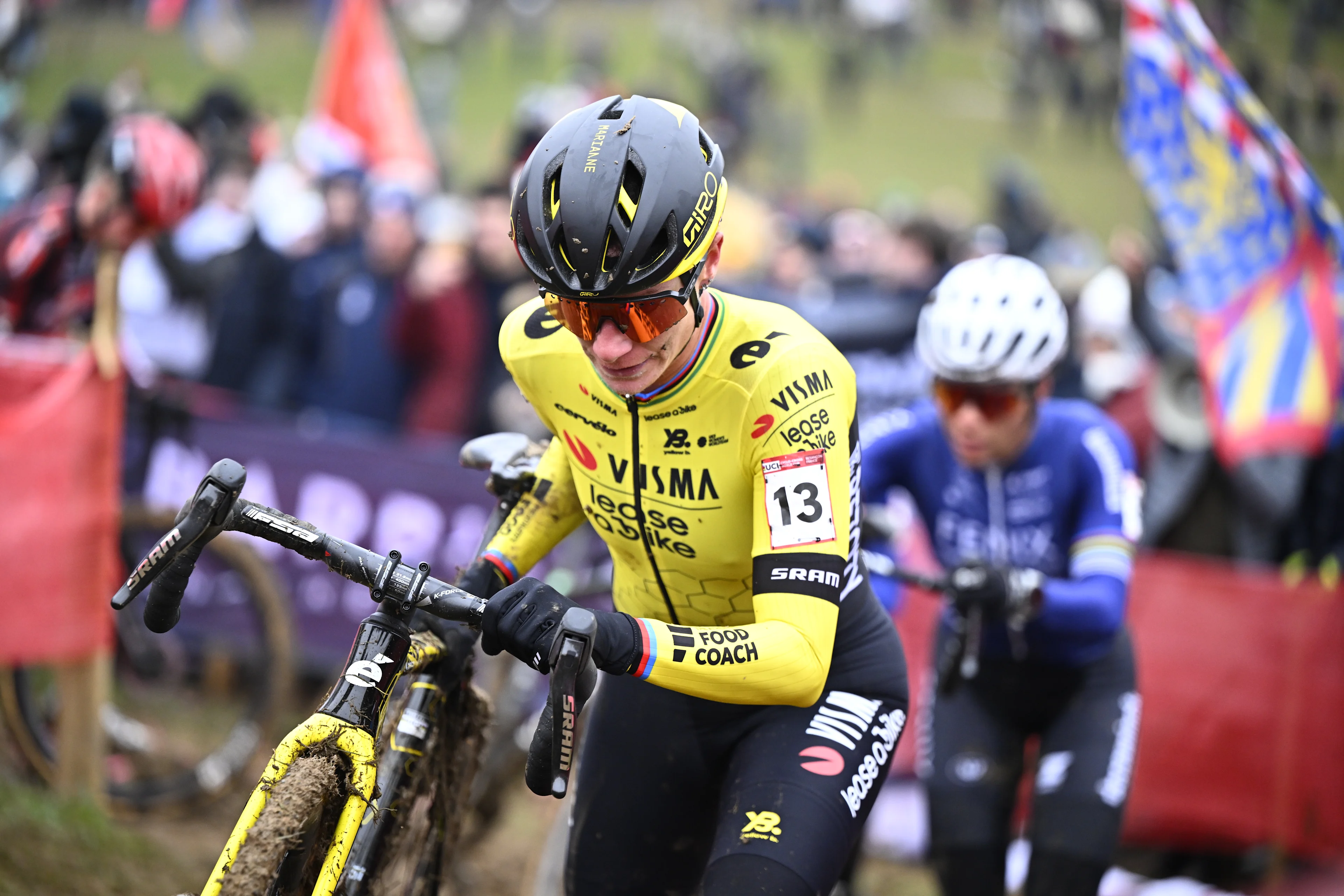 Dutch Marianne Vos pictured in action during the women's elite race at the Cyclocross World Cup cyclocross event in Besancon, France, , the eighth stage (out of 12) in the World Cup of the 2023-2024 season. BELGA PHOTO JASPER JACOBS