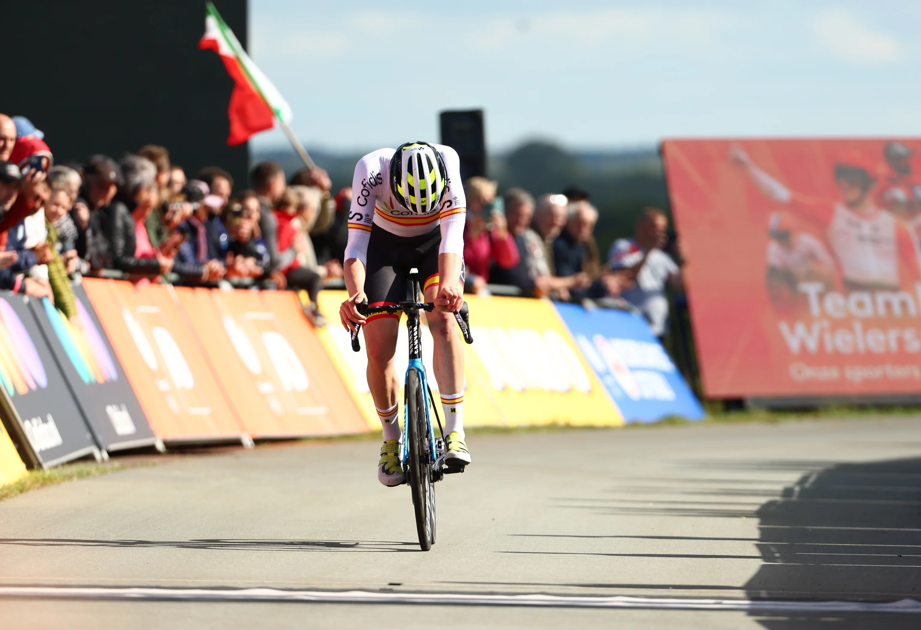 Spanish Ivan Romeo finishes second in the U23 Men's Road Race, 136,5km from Hoogeveen to Col du VAM, Wijster, on the third day of the UEC Road European Championships, in The Netherlands, Friday 22 September 2023. The European cycling championships takes place from 20 to 24 september. BELGA PHOTO DAVID PINTENS