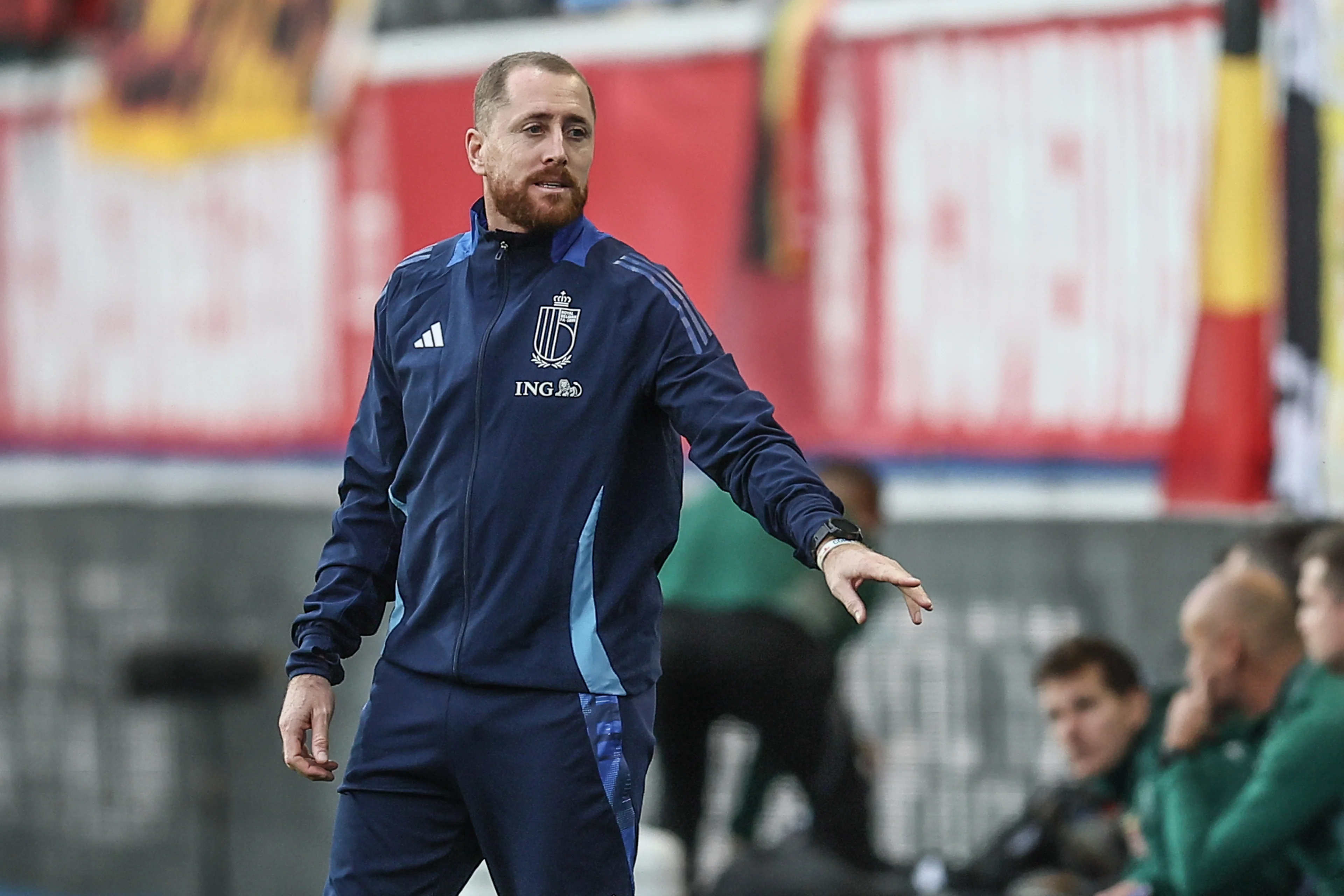 Belgium's U21 head coach Gill Swerts pictured during a game between the U21 youth team of the Belgian national soccer team Red Devils and the U21 of Hungary, in Heverlee, Tuesday 15 October 2024, the last qualification match (10/10) for the 2025 UEFA European Under21 Championship. BELGA PHOTO BRUNO FAHY