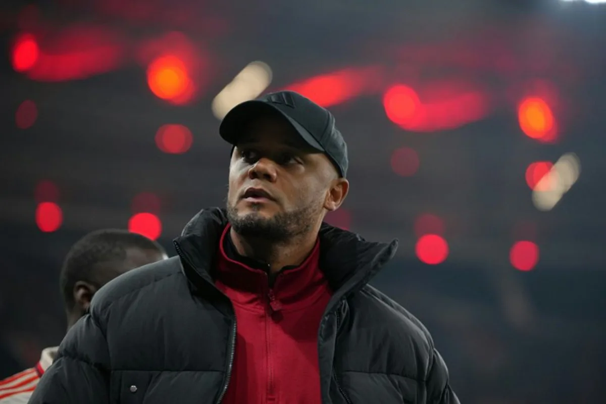 Bayern Munich's Belgian head coach Vincent Kompany looks on during the UEFA Champions League last 16, second leg, football match between Bayer Leverkusen and Bayern Munich in Leverkusen, western Germany on March 11, 2025.   Pau BARRENA / AFP