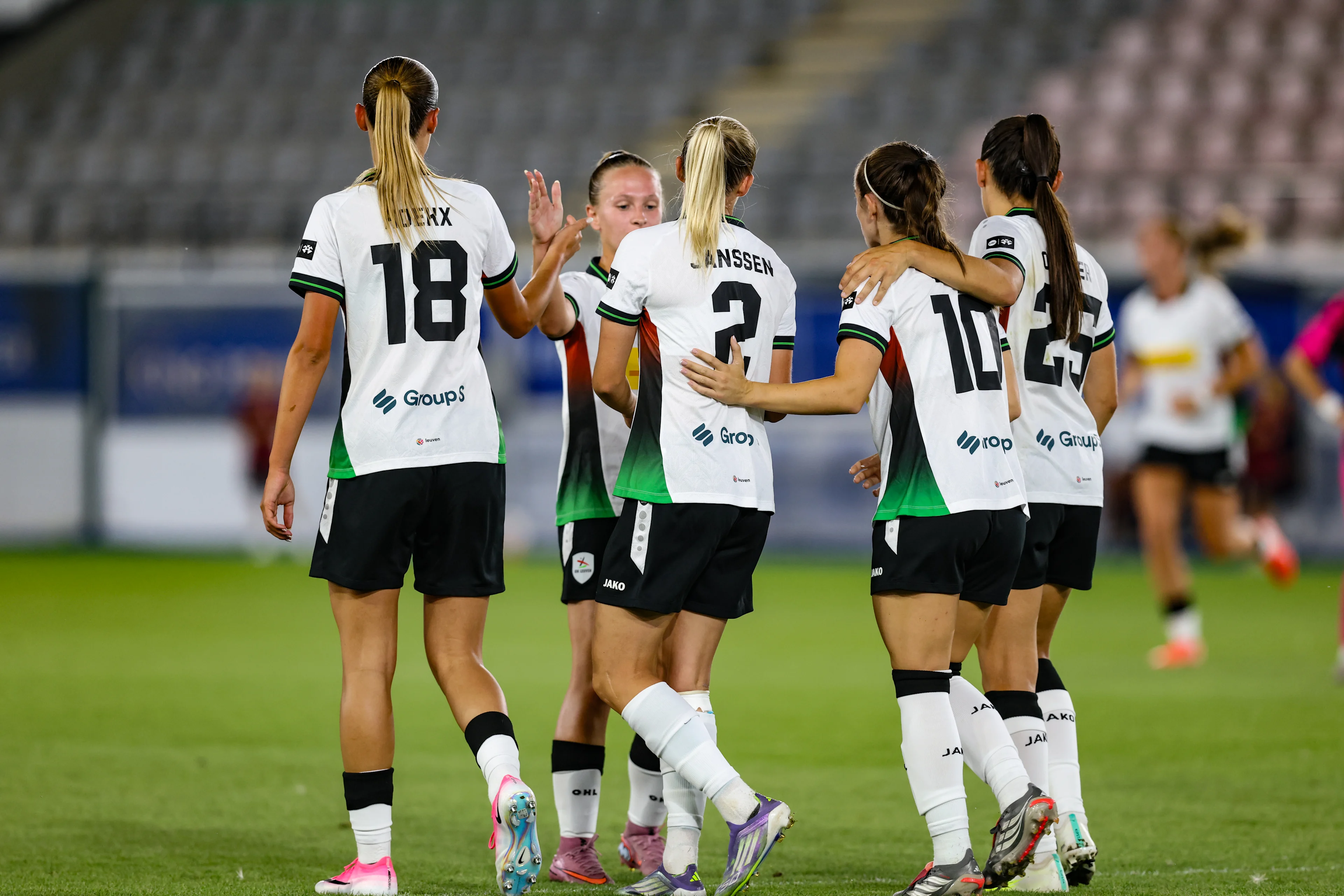 OHL Women's Saar Janssen celebrates after scoring during a game between Oud-Heverlee Leuven Women and Serbian club TSC Backa Topola, Wednesday 5th of August 2026, in Leuven, a second round qualification game in the UEFA Women's Champions League. BELGA PHOTO BRUNO FAHY