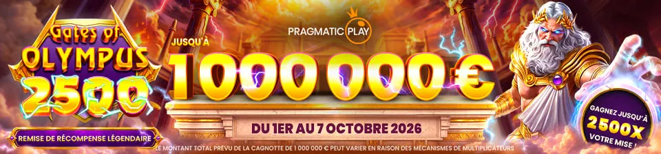 Jouez à Gates of Olympus 2500 du 1er au 7 octobre et profitez d'une cagnotte légendaire avec pas moins de 151.000 prix !