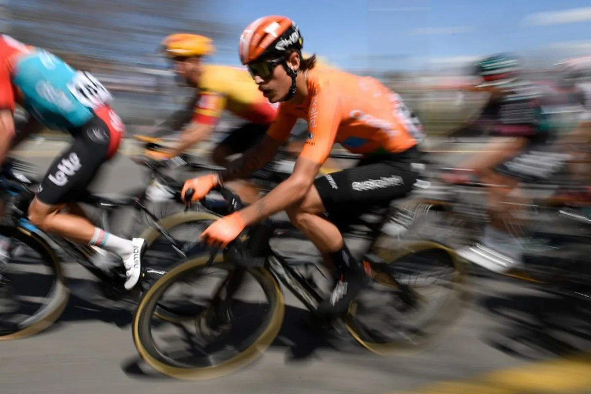 Team Euskaltel-Euskadi's Spanish rider Xabier Mikel Azparren Irurzun rides during the 7th and last stage of the 2023 Volta Catalonia cycling tour of Catalonia, a 136 km race starting and finishing in Barcelona, on March 26, 2023.  Josep LAGO / AFP