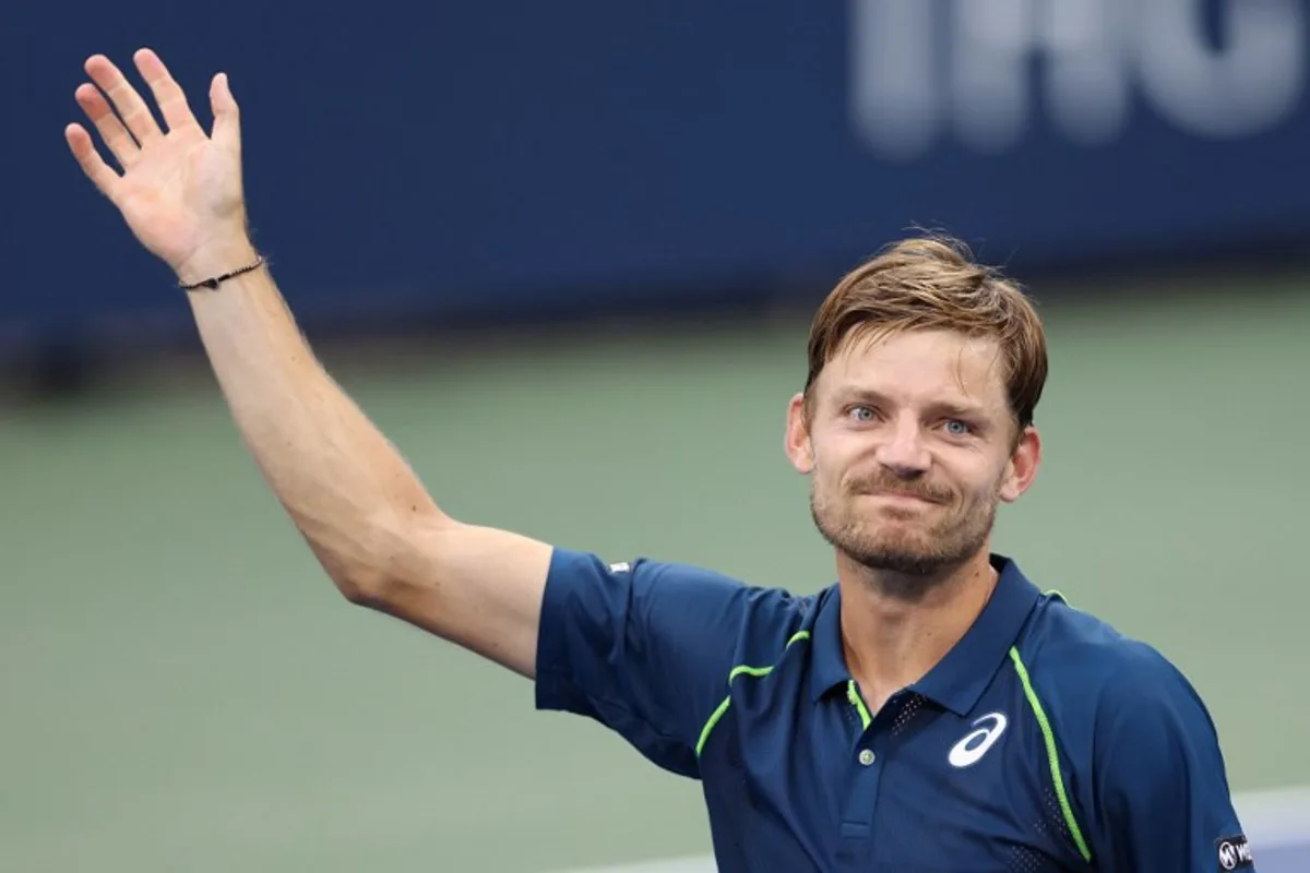 Belgium's David Goffin celebrates after winning his men's singles second round tennis match against France's Adrian Mannarino on day four of the US Open tennis tournament at the USTA Billie Jean King National Tennis Center in New York City, on August 29, 2024.  CHARLY TRIBALLEAU / AFP