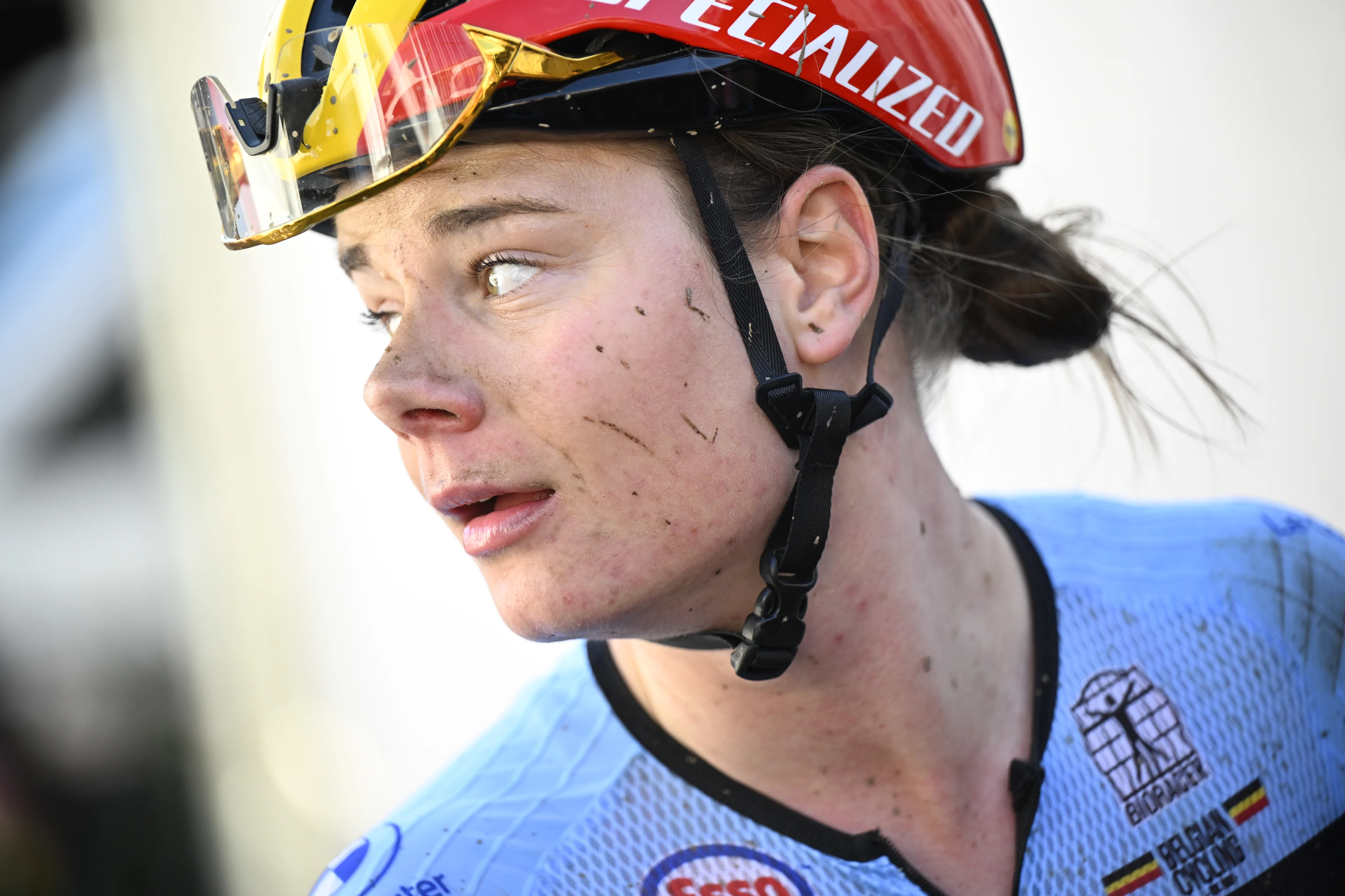 Belgian Lotte Kopecky finishes second in the women elite race at the UCI World Gravel Championships, Saturday 05 October 2024, in Leuven. BELGA PHOTO JASPER JACOBS