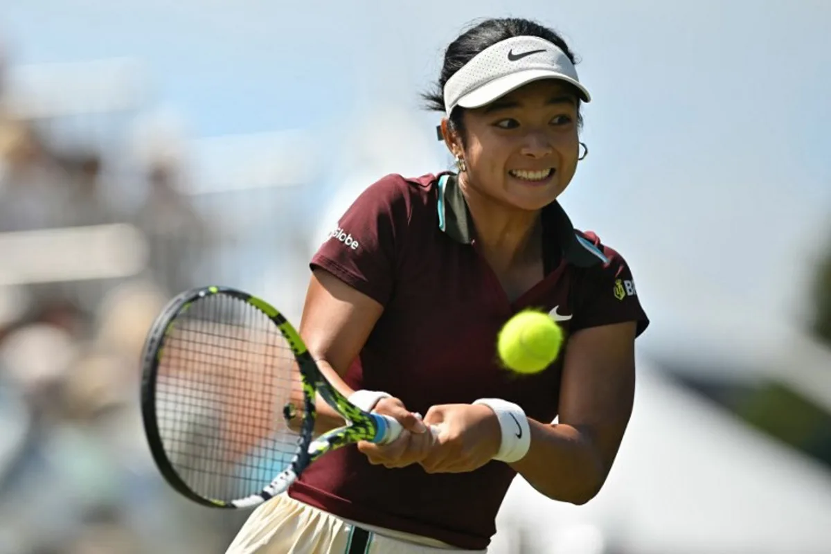 Philippines' Alexandra Eala returns against France's Varvara Gracheva during their women's singles semi-final tennis match on day five of the Lexus Eastbourne International tennis tournament in Eastbourne, southern England, on June 27, 2025. Glyn KIRK / AFP