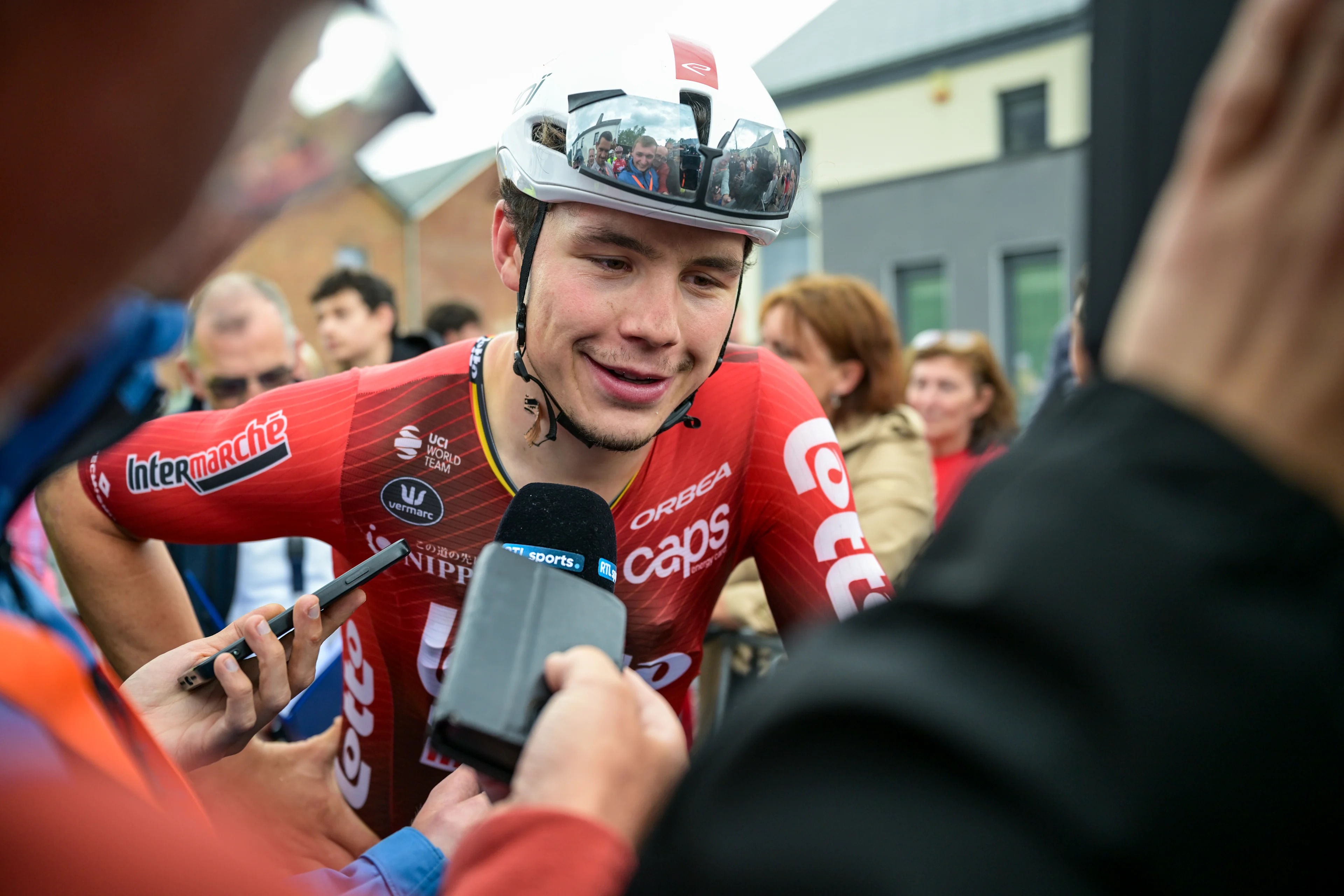 Belgian Arnaud De Lie of Lotto-Intermarche pictured after the third stage of the Tour De Wallonie cycling race, from Habay to Vaux-sur-Sûre (176,9 km), on Wednesday 03 June 2026. BELGA PHOTO DAVID PINTENS