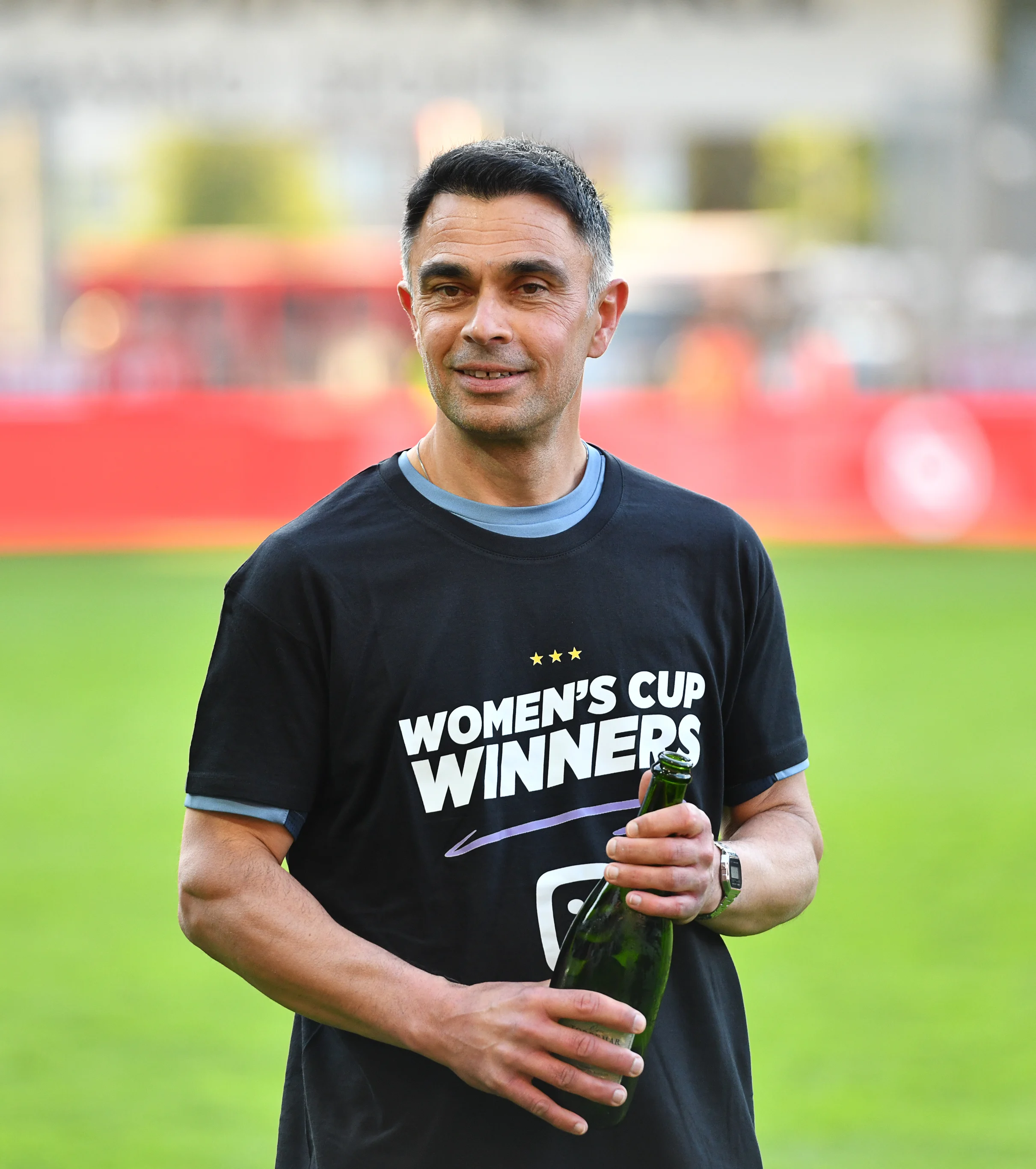 Anderlecht Women's head coach Johan Walem celebrates after winning the Belgian Cup final game between RSC Anderlecht women and Standard Femina de Liege, Saturday 14 May 2022, in Mechelen. BELGA PHOTO DAVID CATRY