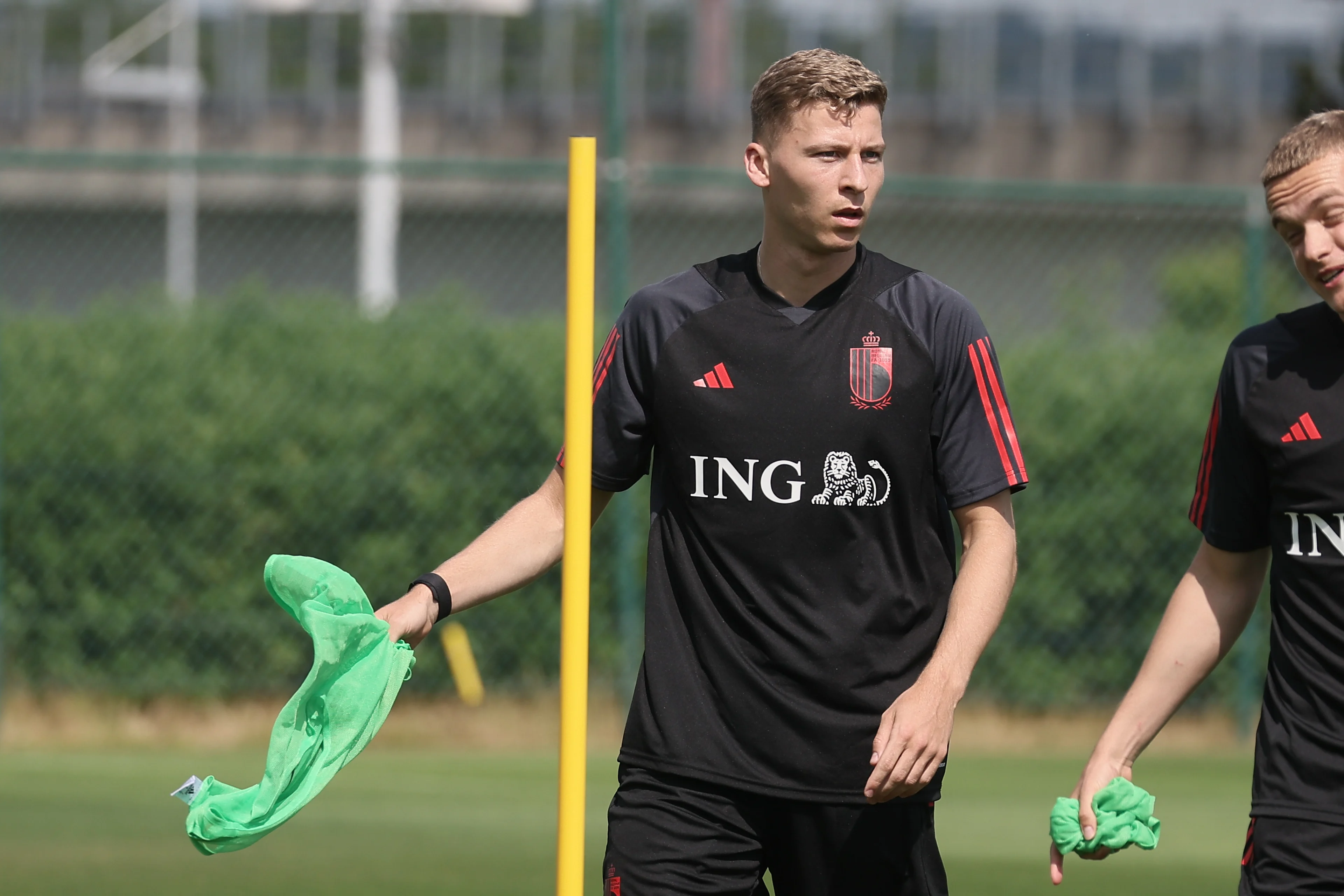 Belgium's Ignace Van der Brempt pictured during a training session of the U21 youth team of the Belgian national soccer team Red Devils, Friday 09 June 2023 in Tubize. The Belgian U21 team is preparing for the 2023 European championships in Georgia and Romania from June 21st to July 8th. BELGA PHOTO BRUNO FAHY