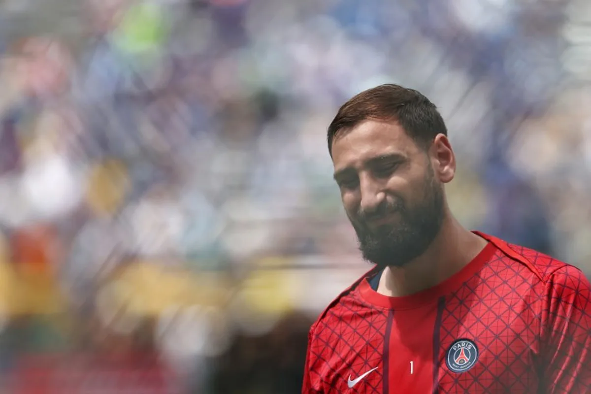 Paris Saint-Germain's Italian goalkeeper #01 Gianluigi Donnarumma looks on ahead the FIFA Club World Cup 2025 final football match between England's Chelsea and France's Paris Saint-Germain at the MetLife Stadium in East Rutherford, New Jersey on July 13, 2025. FRANCK FIFE / AFP