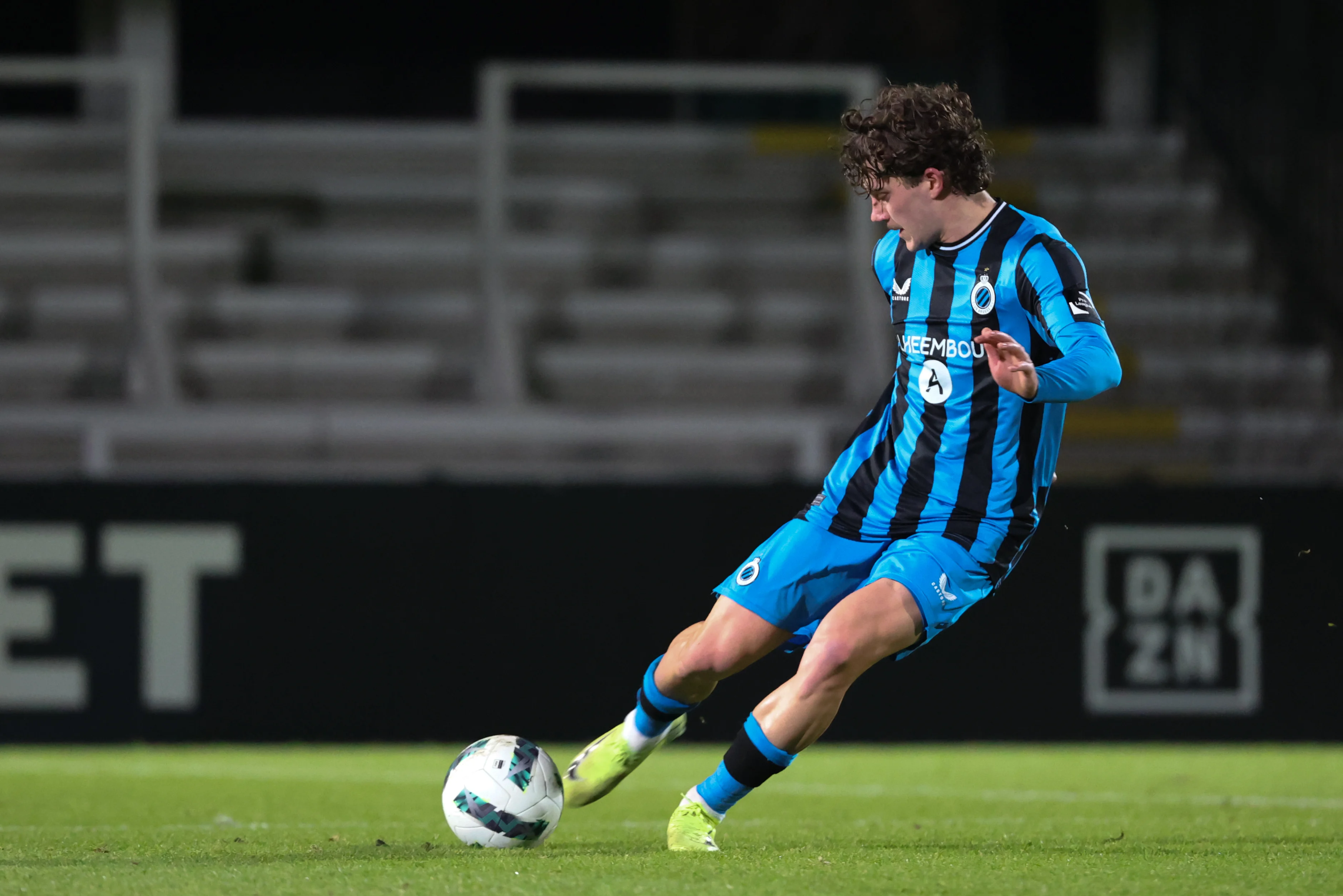 Club's Denzel De Roeve pictured in action during a soccer match between CLub NXT and RSCA Futures, Friday 06 December 2024 in Roeselare, on day 14 of the 2024-2025 'Challenger Pro League' 1B second division of the Belgian championship. BELGA PHOTO KURT DESPLENTER