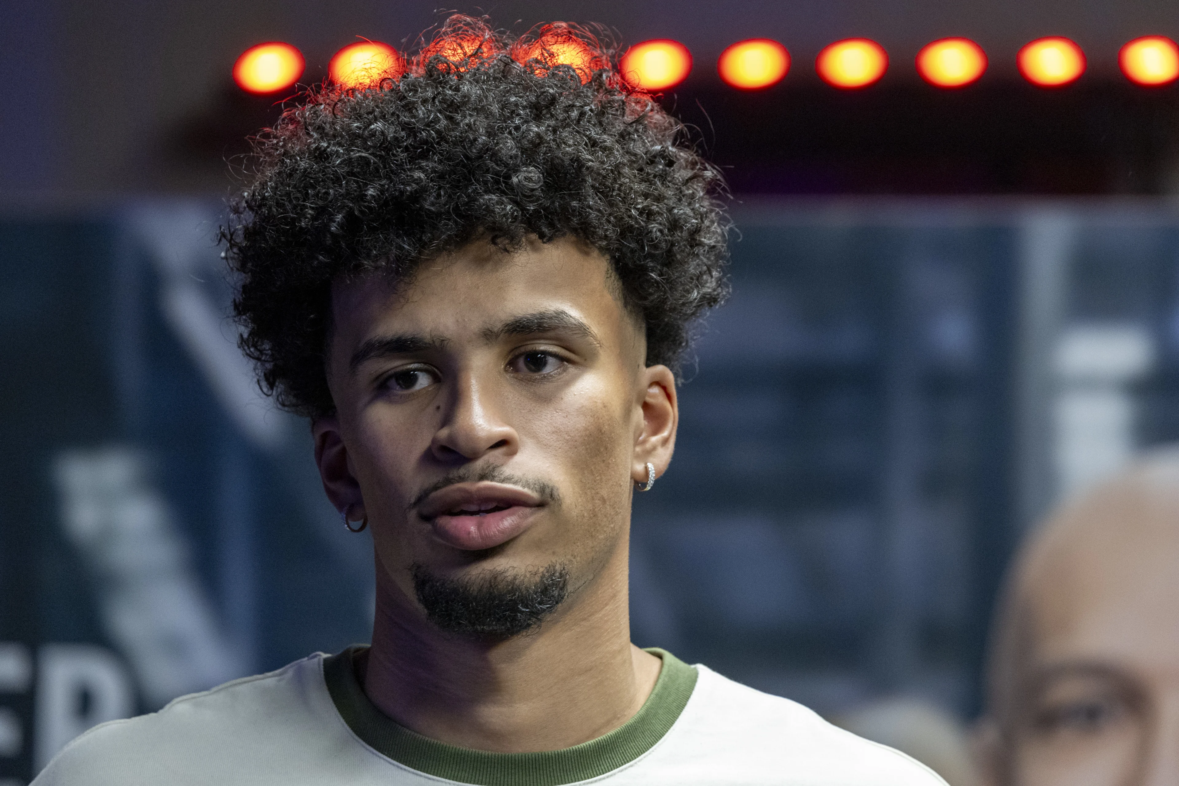 Belgian NBA-player Toumani Camara pictured during a press vision and avant-premiere of the documentary 'The Belgian Dream', at Kinepolis cinema complex in Brussels, Monday 29 July 2024. BELGA PHOTO NICOLAS MAETERLINCK