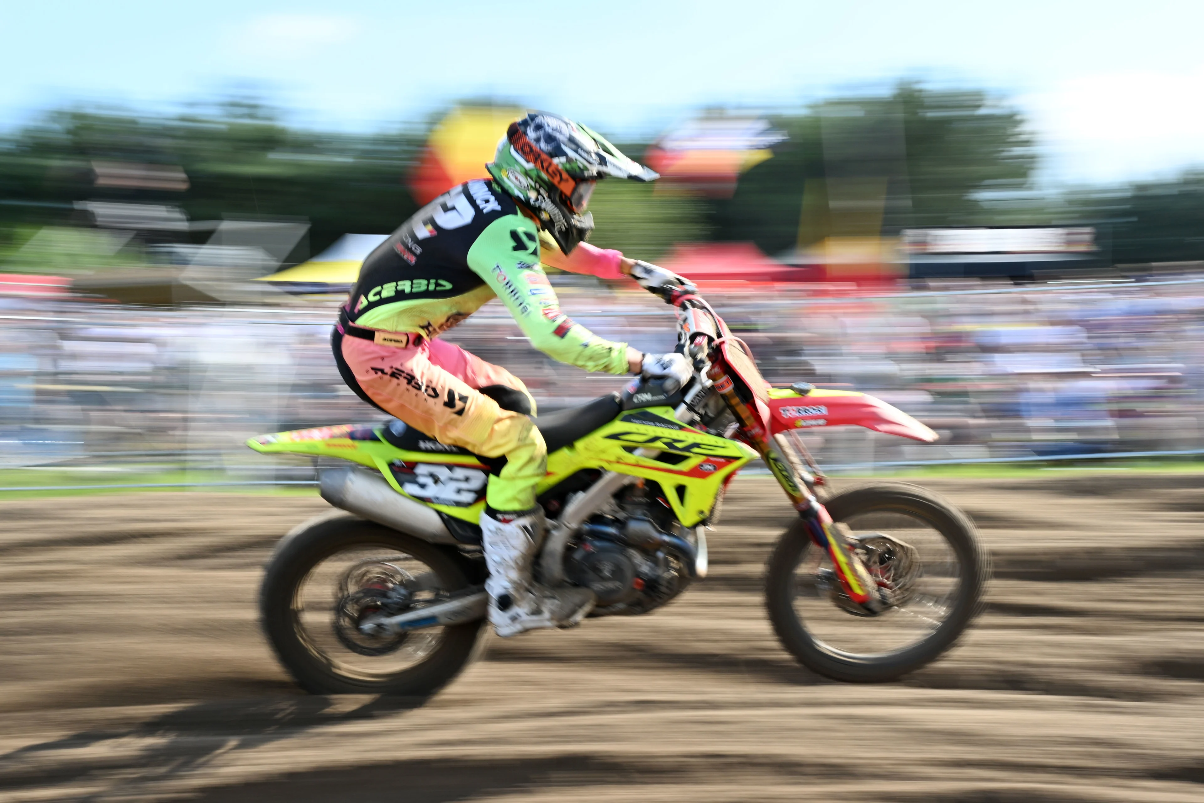 Belgian Brent van Doninck pictured in action during the motocross MXGP Grand Prix Flanders, race 14/20 of the FIM Motocross World Championship, Sunday 28 July 2024 in Lommel. BELGA PHOTO MAARTEN STRAETEMANS