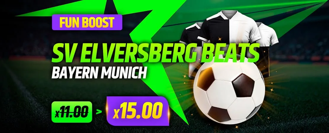 Fun Boost: SV Elversberg beats Bayern Munich? Get 15x your stake!