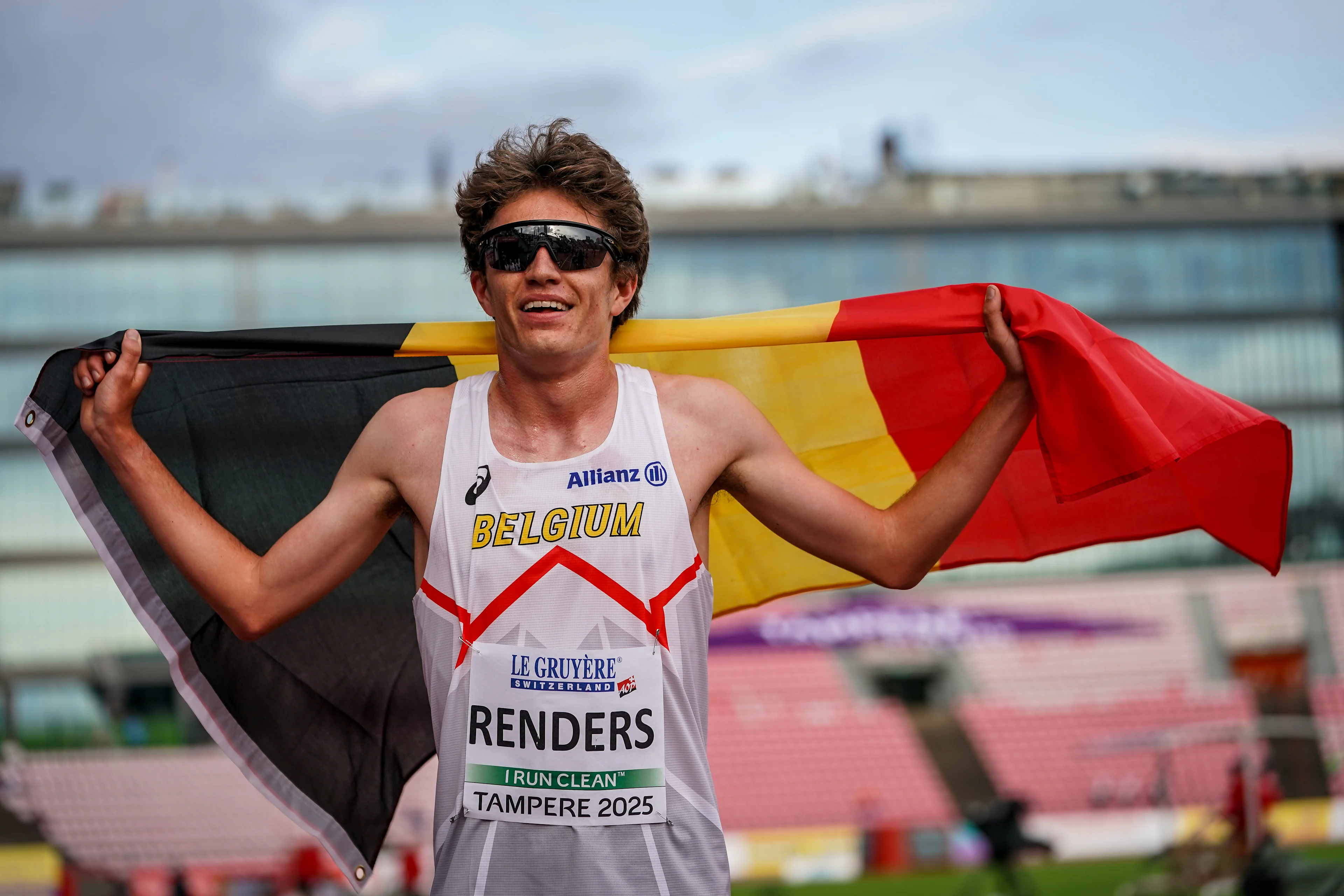 Willem Renders pictured after the 5.000m race at the European Athletics U20 Championships, in Tampere, Finland, Friday 08 August 2025. The European U20 championships take place from 07 to 10 August. BELGA PHOTO COEN SCHILDERMAN