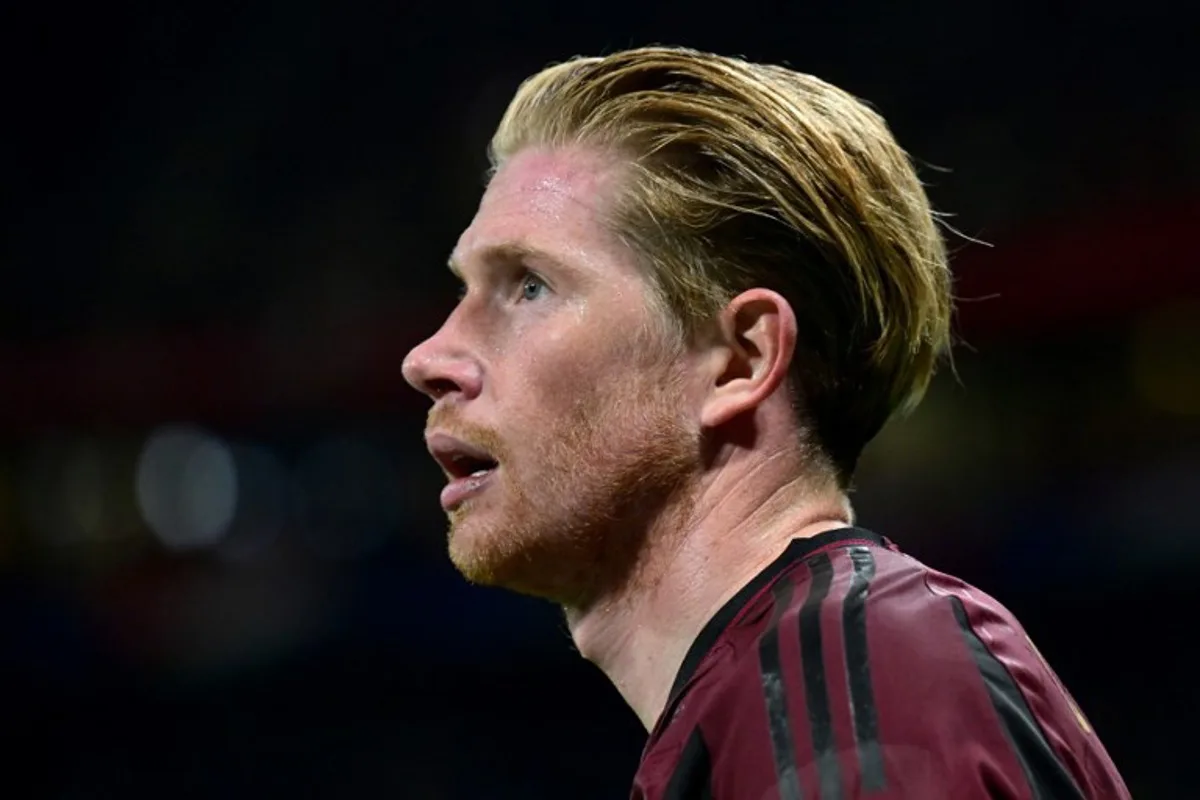 Belgium's midfielder #07 Kevin De Bruyne looks on during the UEFA Nations League, League A - Group 2 first leg football match between France and Belgium at the Parc Olympique Lyonnais in Lyon on September 9, 2024.  Olivier CHASSIGNOLE / AFP