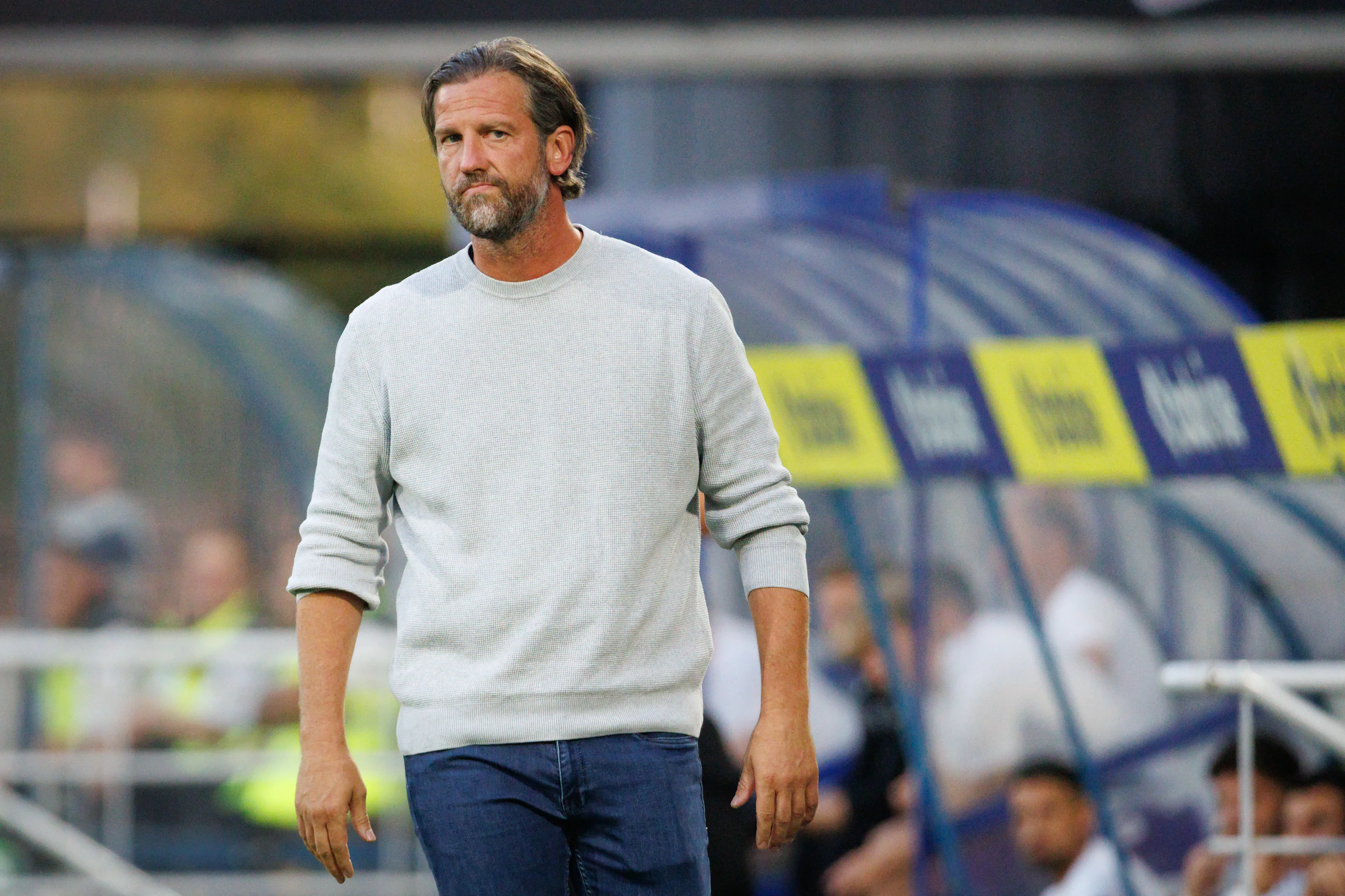 Gent's head coach Rik De Mil pictured during a soccer game between Belgian KAA Gent and Ukrainian FC LNZ Cherkasy, Thursday 30 July 2026 in Gent, the return leg of the second qualifying round for the UEFA Conference League. The first leg ended in a 0-0 draw. BELGA PHOTO KURT DESPLENTER