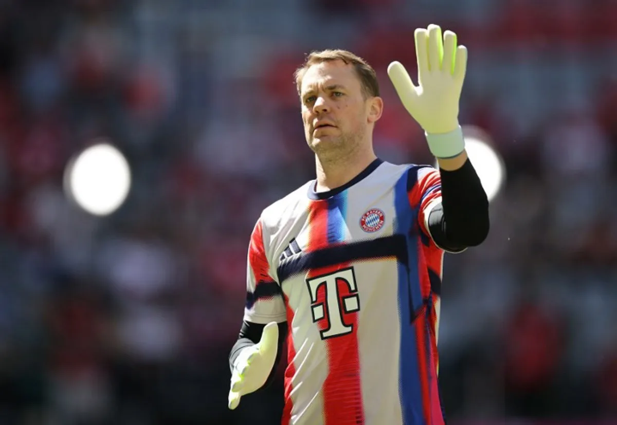 Bayern Munich's German goalkeeper #01 Manuel Neuer warms up ahead the German first division Bundesliga football match between FC Bayern Munich and Heidenheim in Munich on May 2, 2026.  Alexandra BEIER / AFP