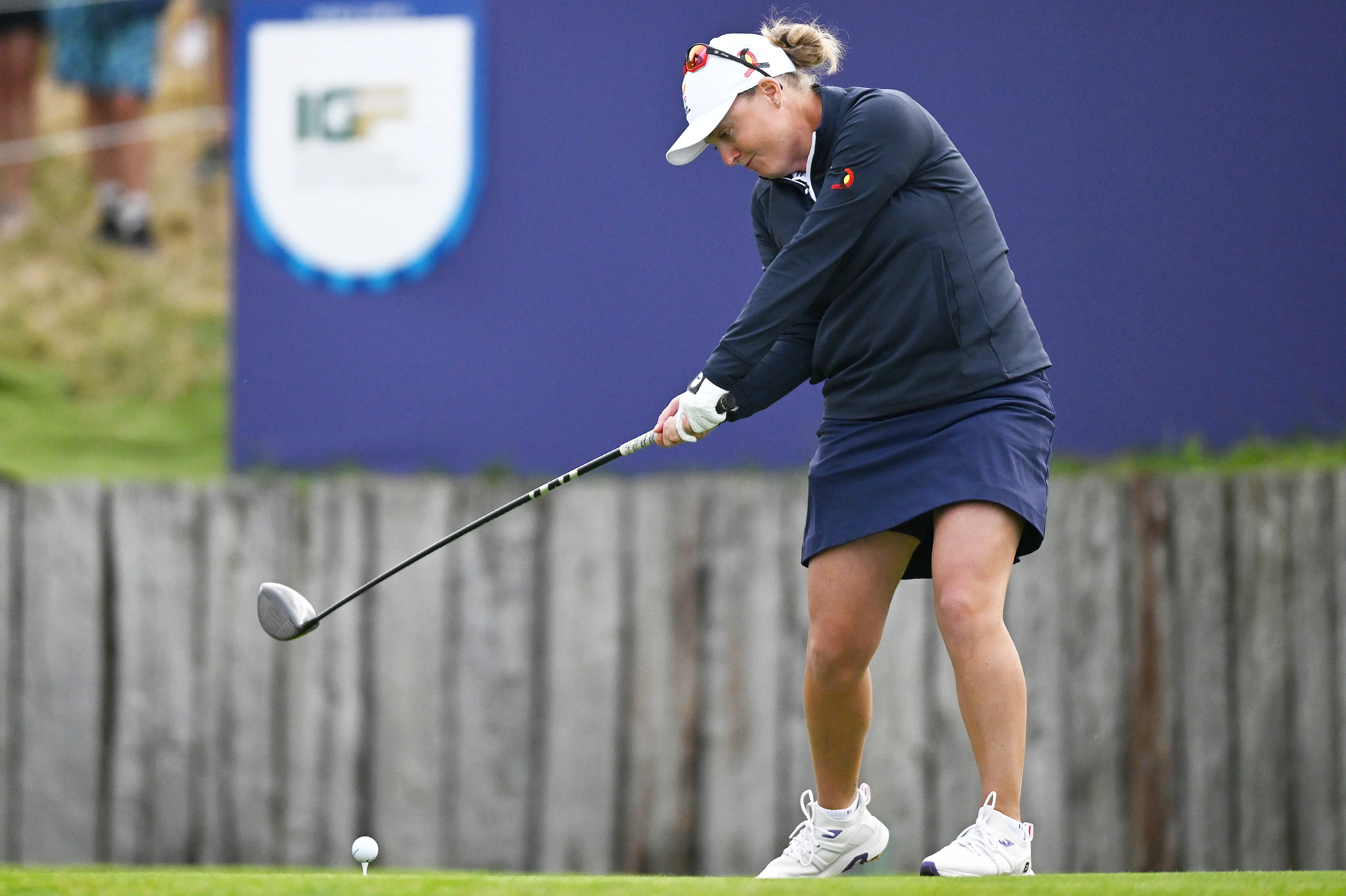 Belgian golfer Manon De Roey pictured in action during the first round of the Women's stroke play golf competition at the Paris 2024 Olympic Games, on Wednesday 07 August 2024 in Paris, France. The Games of the XXXIII Olympiad are taking place in Paris from 26 July to 11 August. The Belgian delegation counts 165 athletes competing in 21 sports. BELGA PHOTO ANTHONY BEHAR ** ** *** BELGIUM ONLY ***