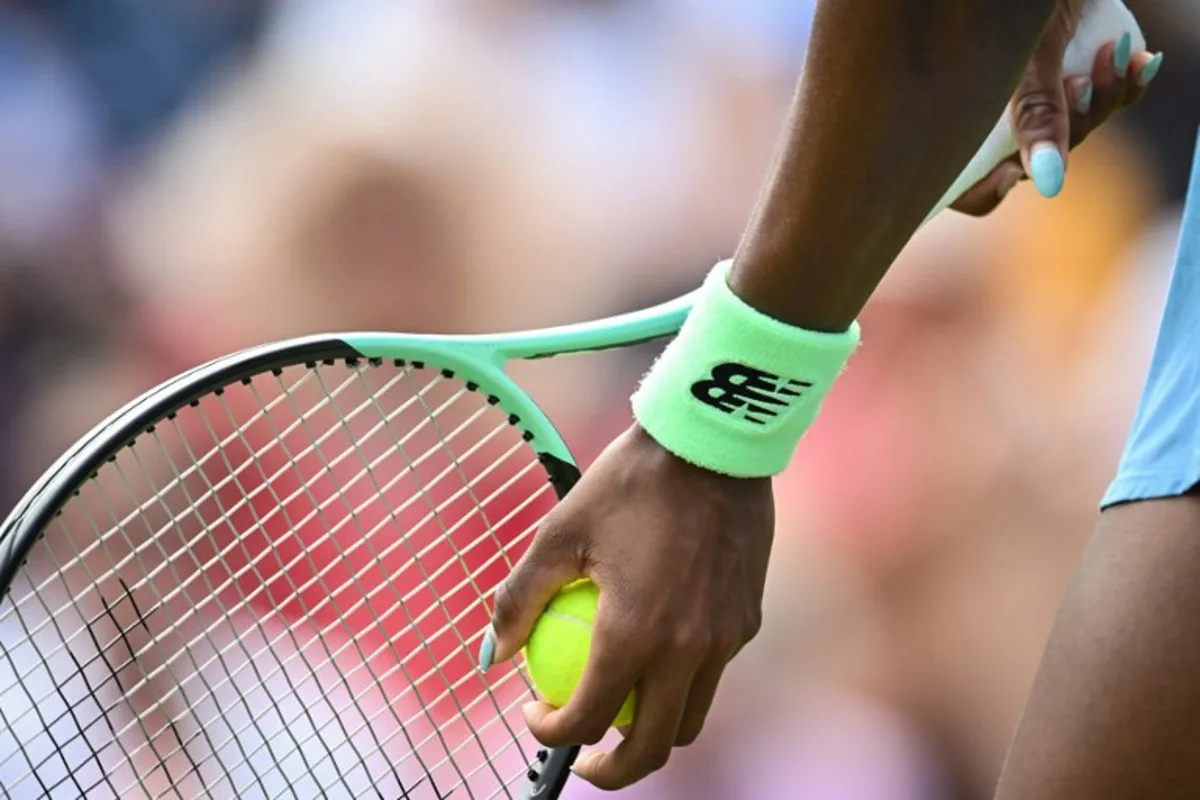 US player Coco Gauff prepares to serve to US player Bernarda Pera during their women's singles round of 32 tennis match at the Rothesay Eastbourne International tennis tournament in Eastbourne, southern England, on June 27, 2023. Glyn KIRK / AFP