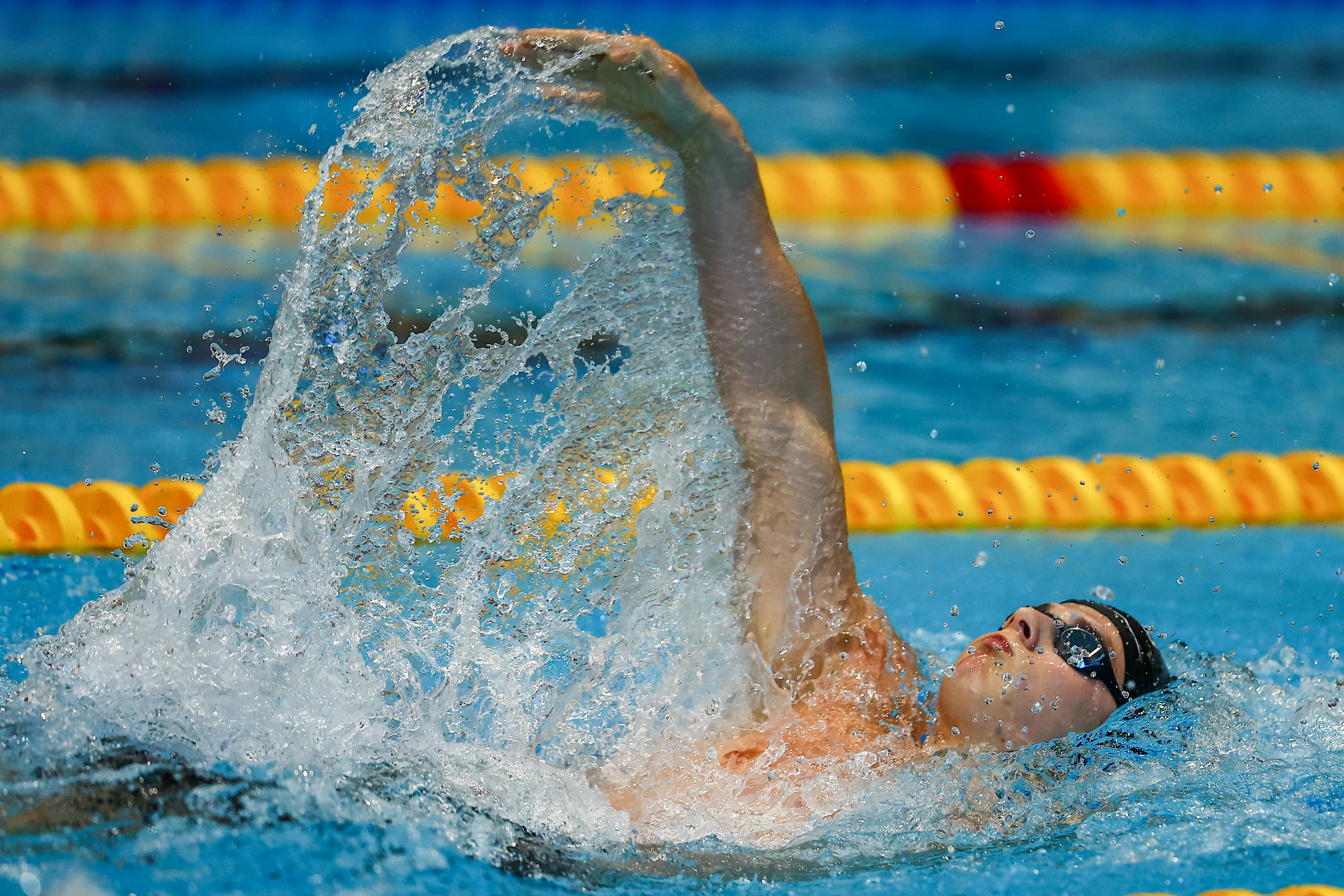 Belgian Noah Verreth pictured in action during the 200m backstroke race during the Open Belgian Swimming Championships 2025 (25-27/04), in Antwerp, on Friday 25 April 2025. BELGA PHOTO DAVID PINTENS