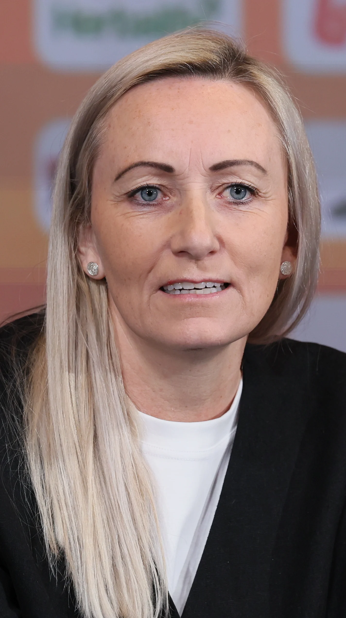 Belgium's head coach Elisabet Gunnarsdottir pictured during a press conference of Belgium's national women's team the Red Flames to present their new head coach, on Friday 24 January 2025 in Tubize. BELGA PHOTO BENOIT DOPPAGNE