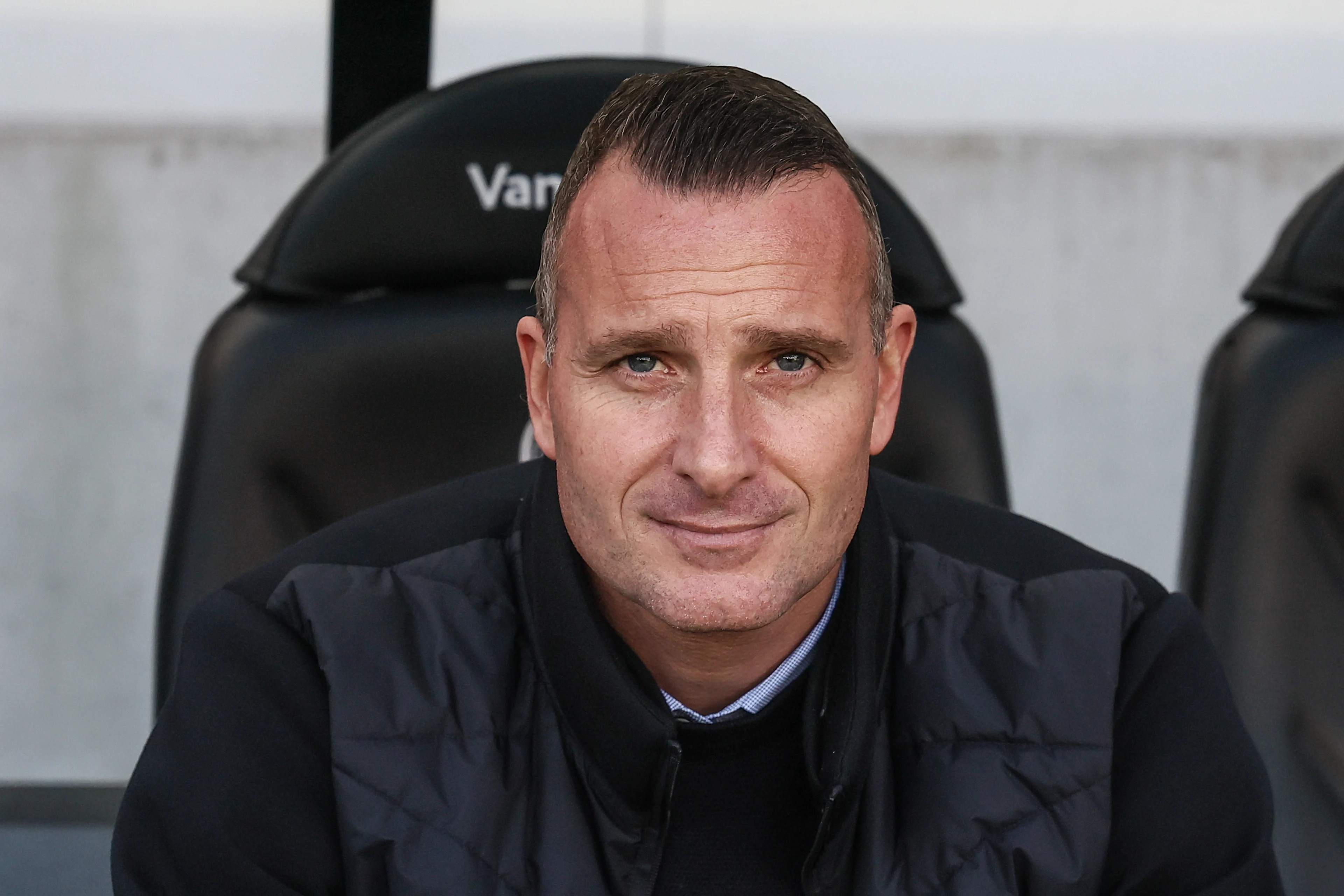 Club's head coach Nicky Hayen pictured at the start of a soccer match between Club Brugge and Royal Antwerp FC, Sunday 30 November 2025 in Brugge, on day 16 of the 2025-2026 'Jupiler Pro League' first division of the Belgian championship. BELGA PHOTO BRUNO FAHY