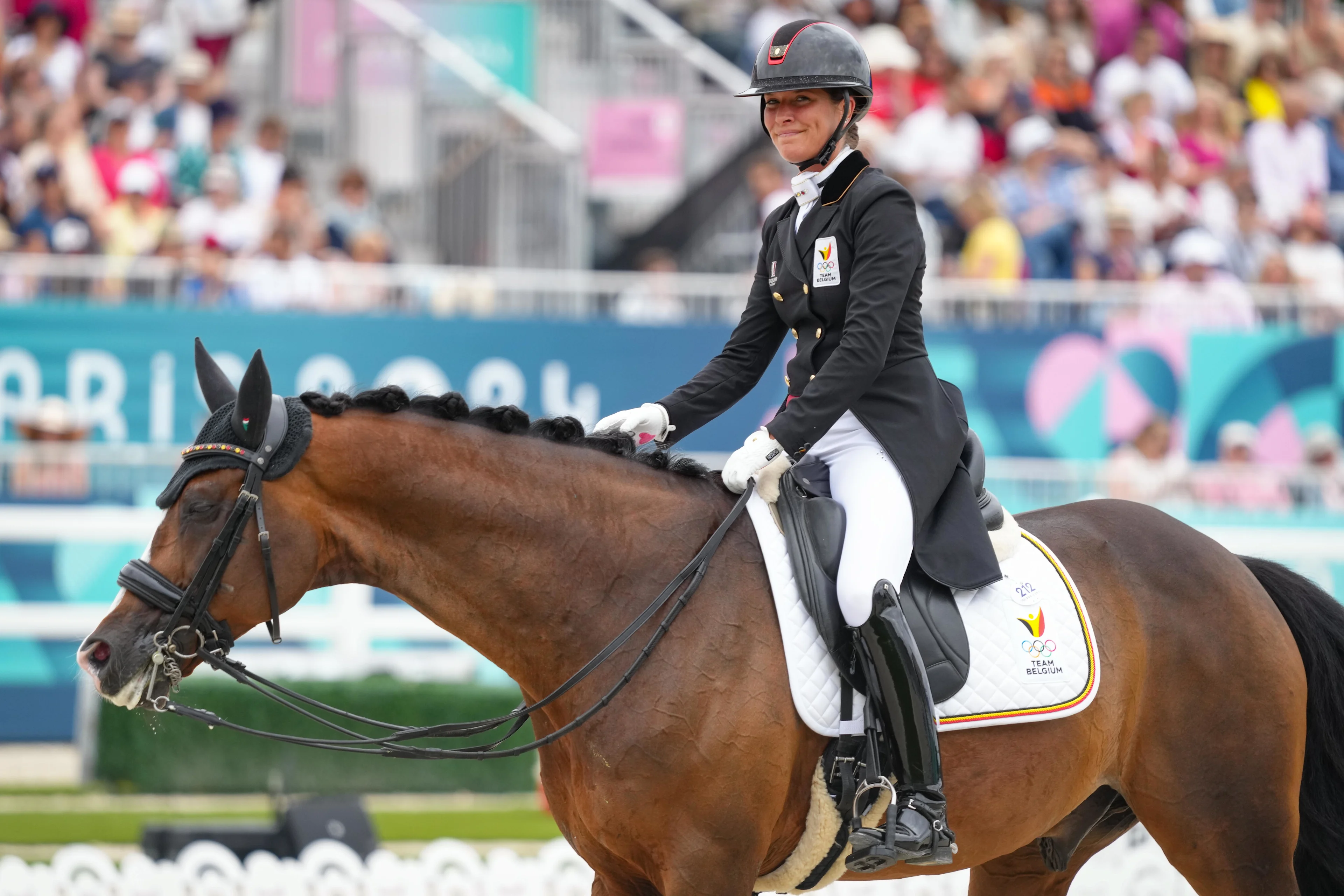 Larissa PAULUIS riding FLAMBEAU during the Paris Olympic Games 2024 - Day 8 at Chateau de Versailles on August 3, 2024 in Versailles, France. (Photo by Pierre Costabadie/Icon Sport)