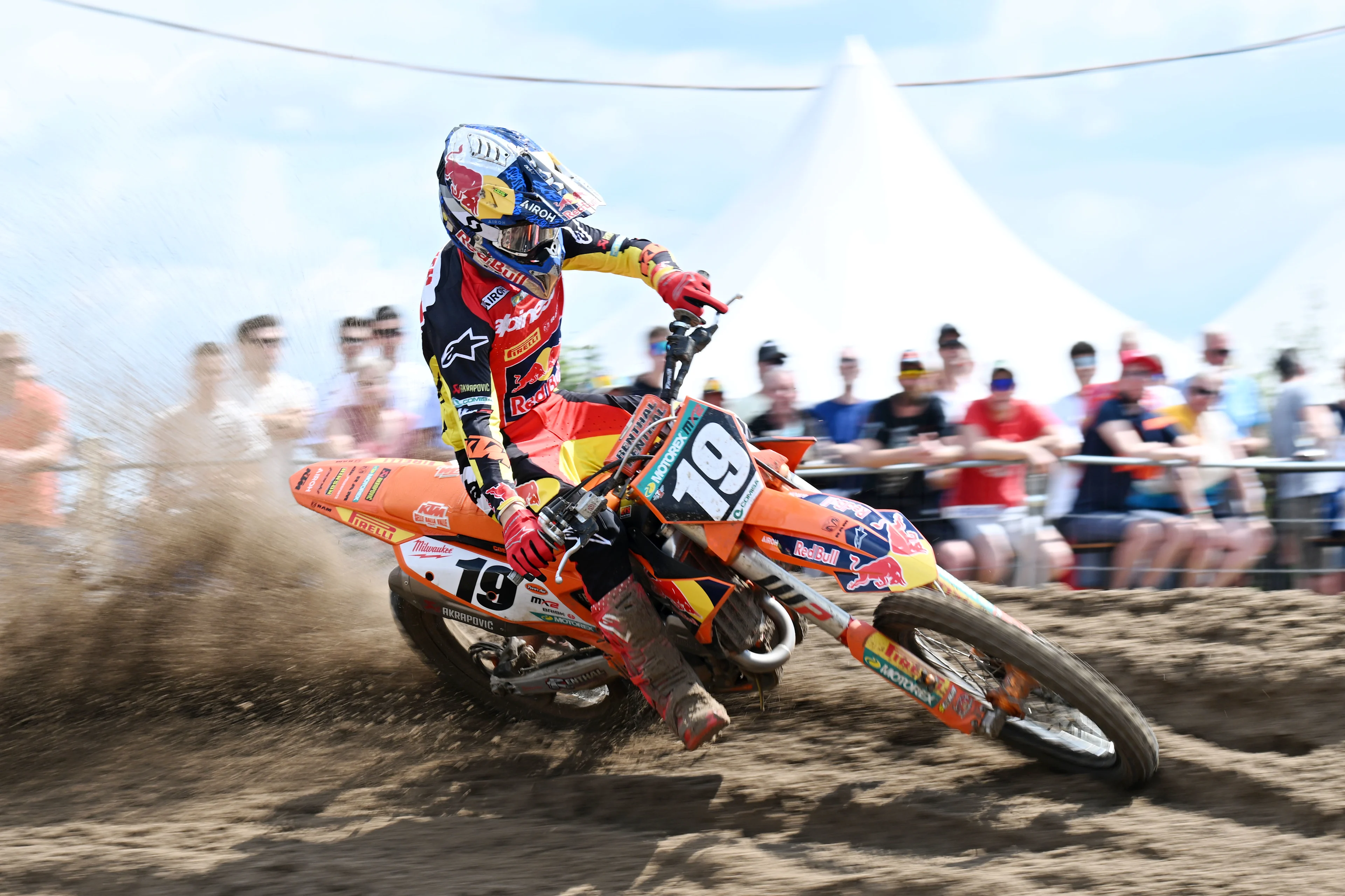 Belgian Sacha Coenen pictured in action during the MX2 race at the motocross MXGP Grand Prix Flanders event, race 14/20 of the FIM Motocross World Championship, Sunday 28 July 2024 in Lommel. BELGA PHOTO MAARTEN STRAETEMANS