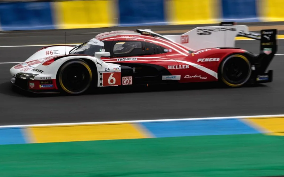 Porsche Penske Motorsports 963 hypercar No6 driven by Belgium's Laurens Vanthoor competes during qualification for the Le Mans 24-hours endurance race at the Le Mans racetrack, western France on June 13, 2024, on the opening day of the Le Mans' 24-hours endurance race.  FRED TANNEAU / AFP