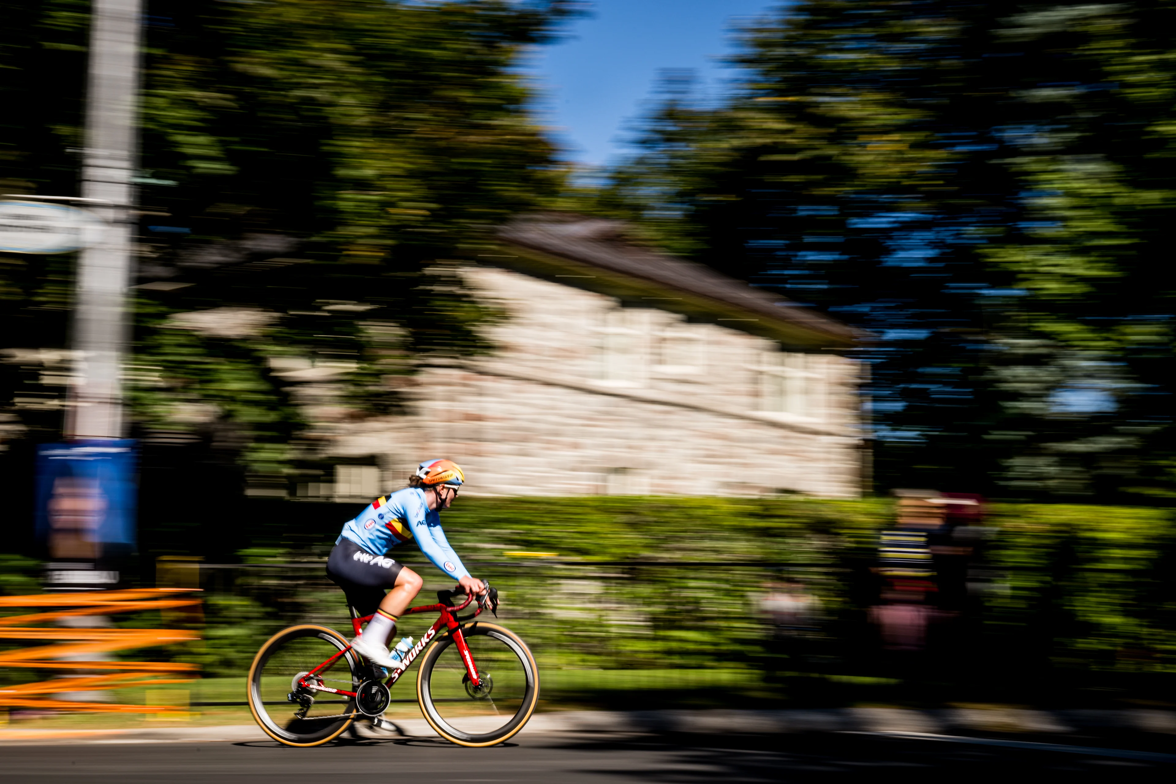 Belgian Lotte Kopecky pictured in action during a training before the cycling World Championship, in Montreal, Canada, Wednesday 23 September 2026. The UCI road world championships are taking place from 20 to 27 September, in Montreal, Canada. BELGA PHOTO JASPER JACOBS