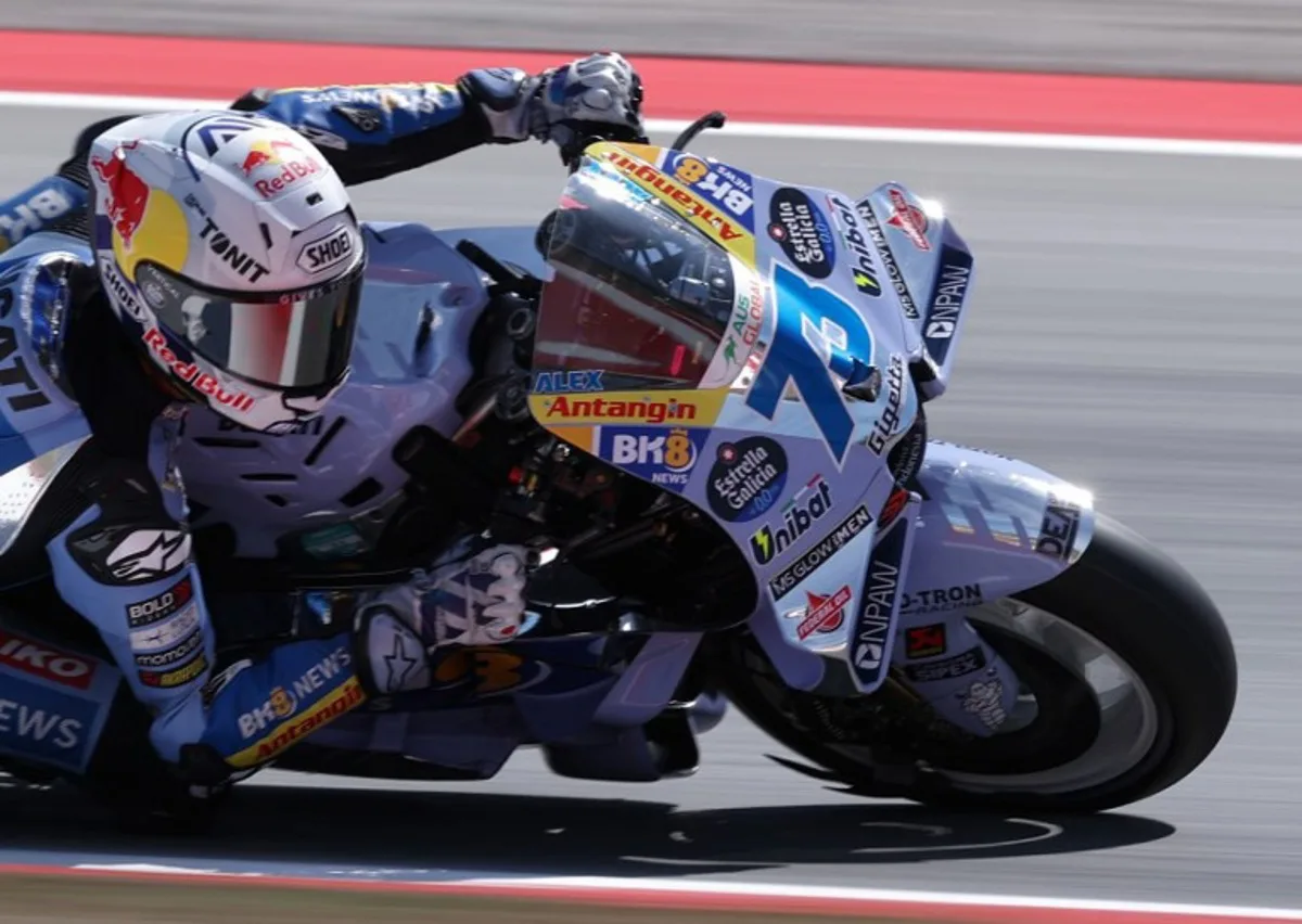 BK8 Gresini Racing MotoGP team's Spanish MotoGP rider Alex Marquez leads during the MotoGP Sprint Race of the Moto Grand Prix of Catalonia at the Circuit de Catalunya on September 6, 2024 in Montmelo on the outskirts of Barcelona. Lluis GENE / AFP