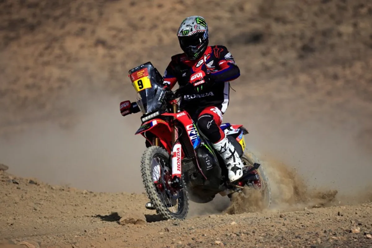 US driver Ricky Brabec rides during the prologue of the 47th Dakar Rally, in Bisha, Saudi Arabia, on January 3, 2025.  Valery HACHE / AFP