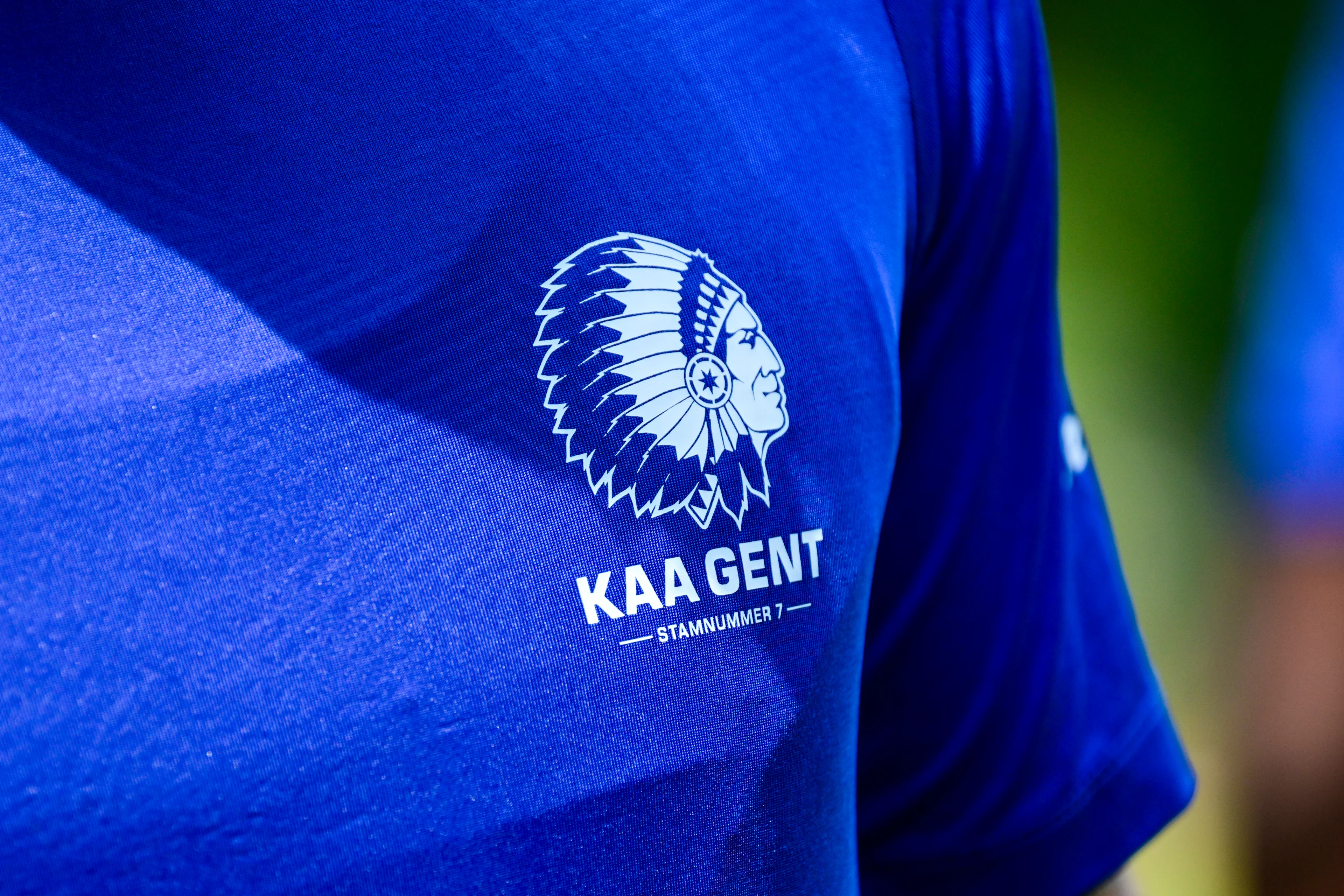 The KAA Gent logo pictured at a training session at the summer training camp of Belgian first division soccer team KAA Gent in De Lutte, Losser, the Netherlands on Wednesday 15 July 2026, to prepare for the upcoming 2026-2027 season. BELGA PHOTO TOM GOYVAERTS